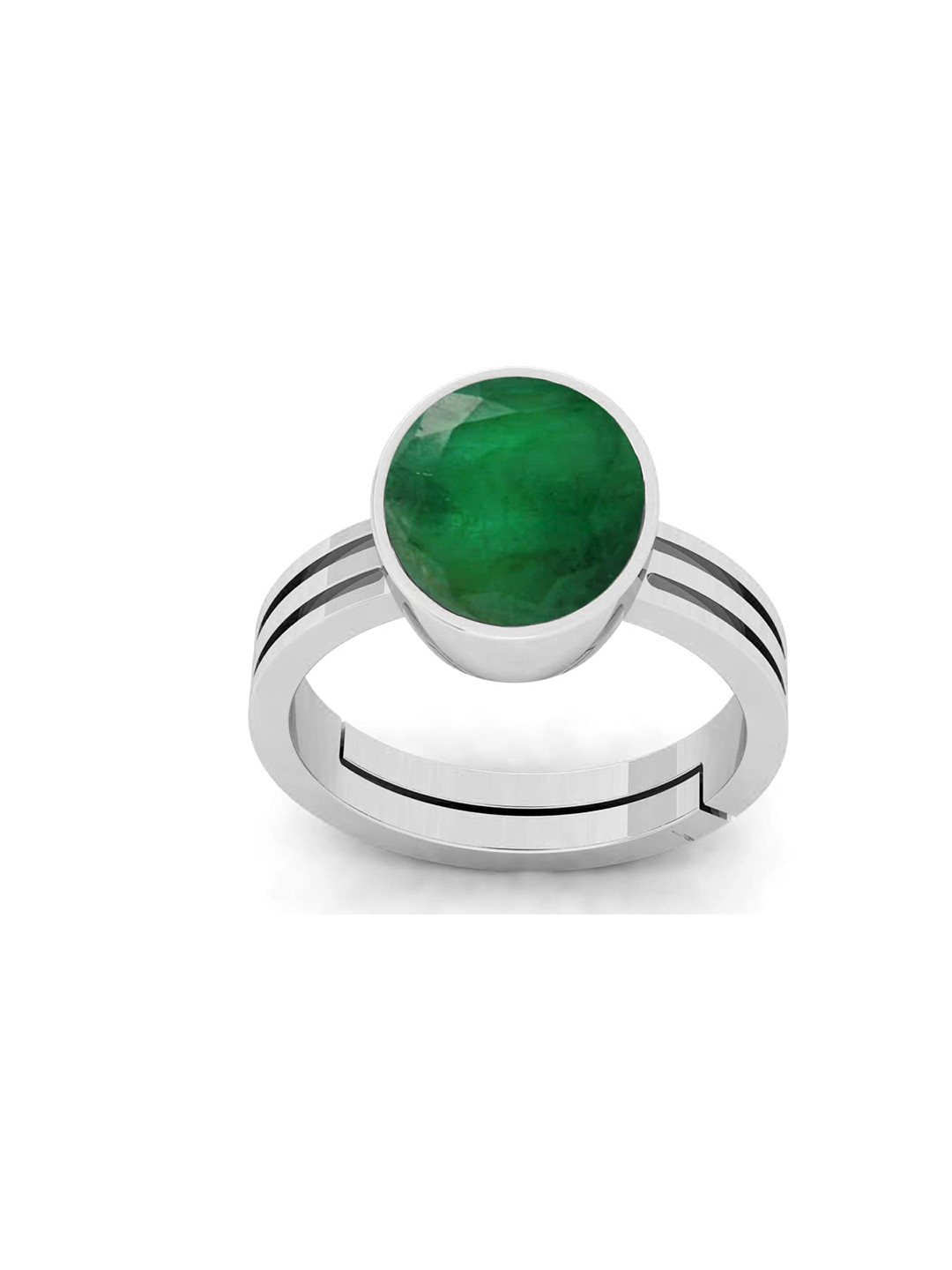 RRVGEM Emerald Ring 5.25 Ratti Unheated Untreated Emerald Ring Silver Pla