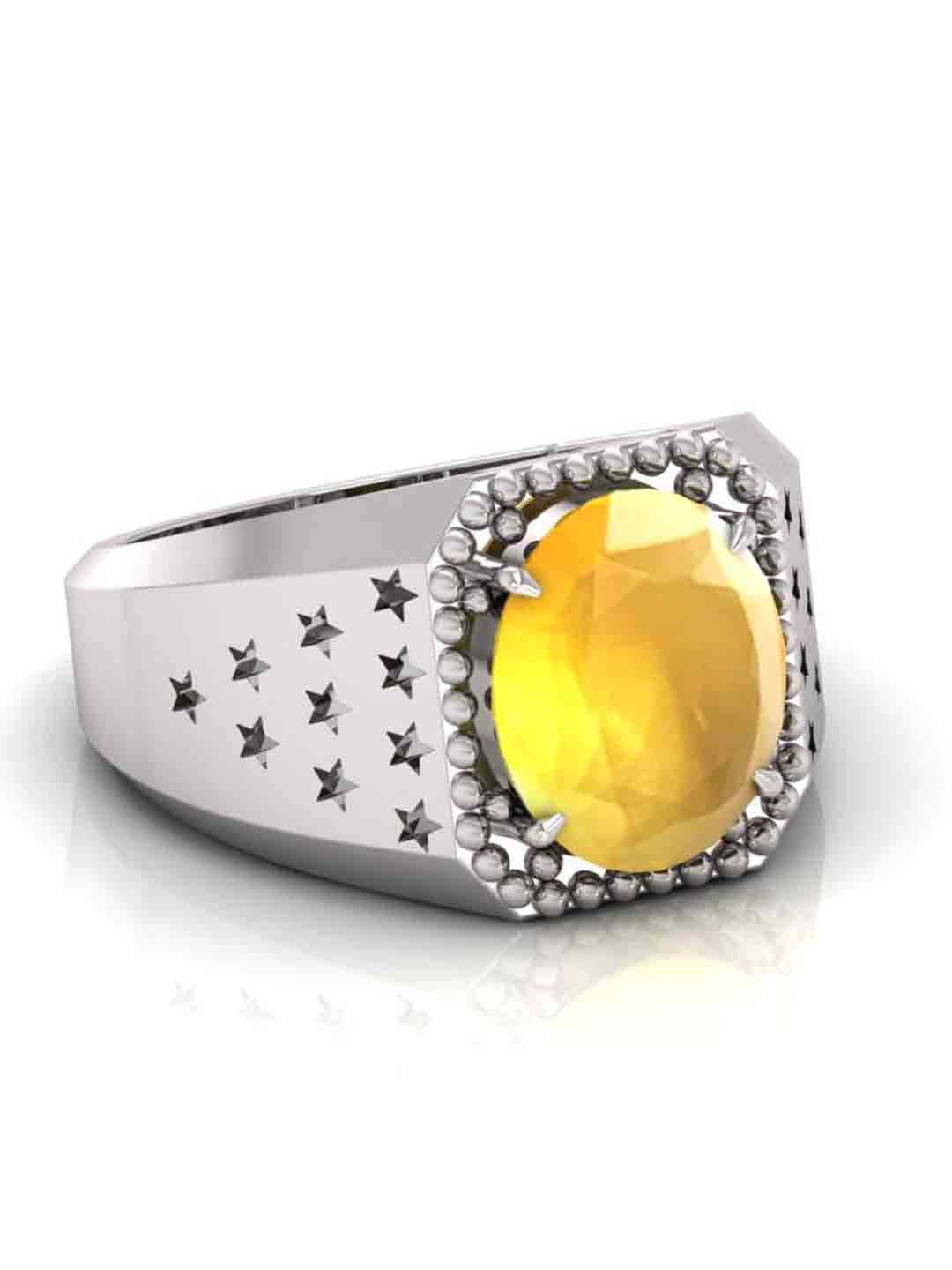 RRVGEM Yellow Sapphire 5.00 Ratti Pukhraj Gems Ring