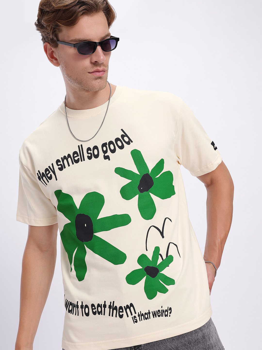 UNRL Floral Printed Oversized Cotton T-shirt