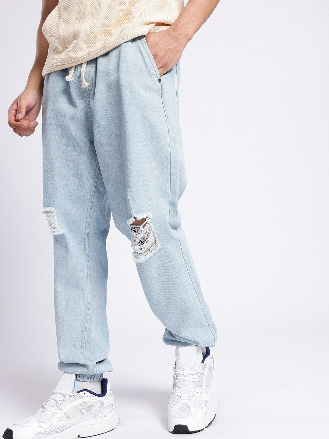 glitchez Men Distressed Baggy Joggers Jeans