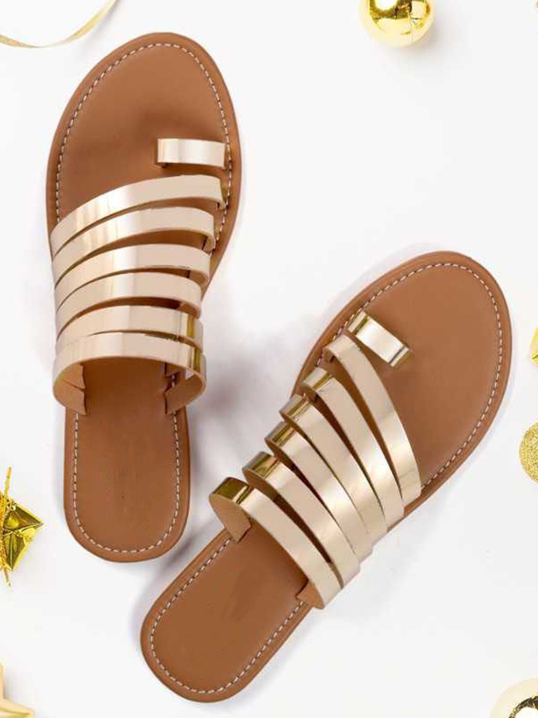 Miss Universe Women Multiple Strips One Toe Flats