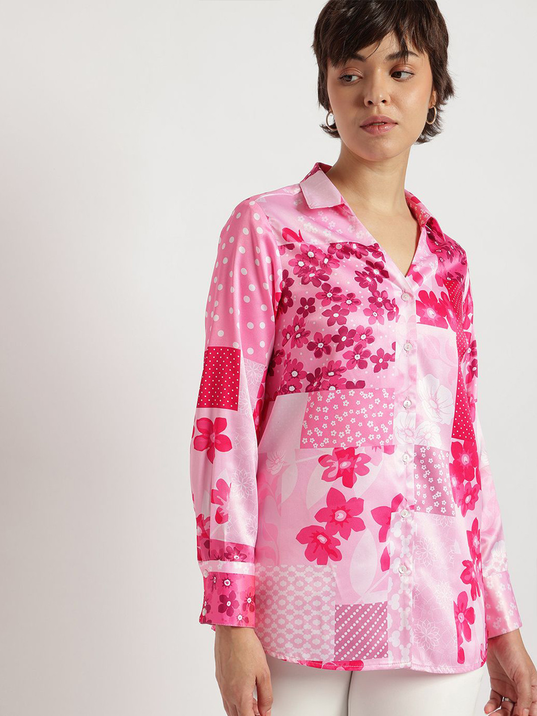 FableStreet Floral Printed Classic Patchwork Shirt