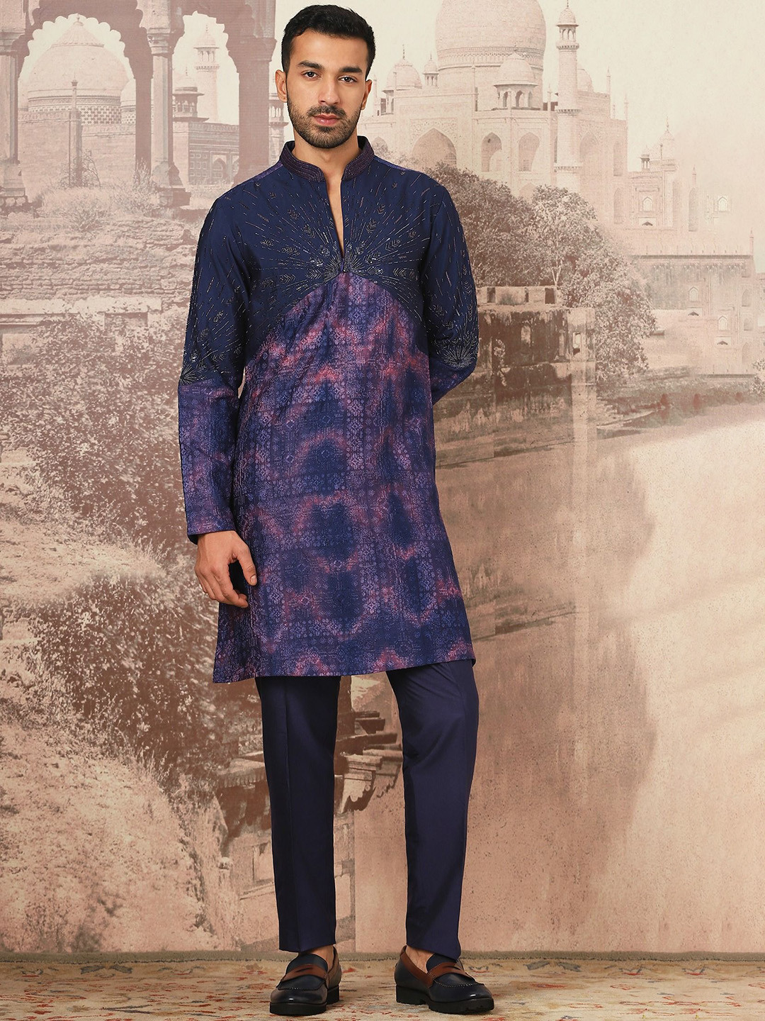 ASUKA Nirvana Lunaire Ethnic Motifs Embroidered Sequinned Chanderi Silk Kurta With Trouser