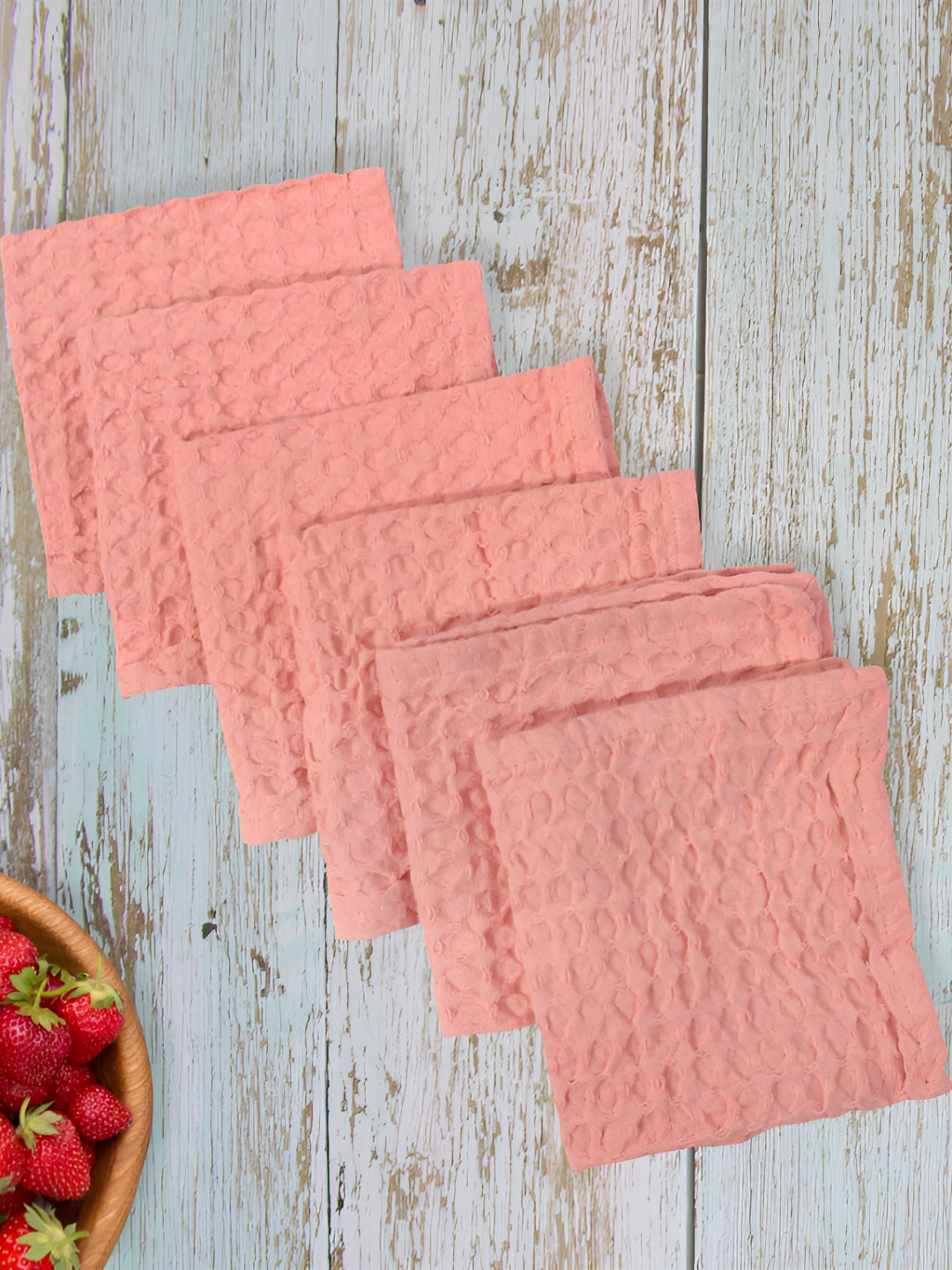 Cotton Candy 6 Pieces Pink  Printed Cotton Table Napkins
