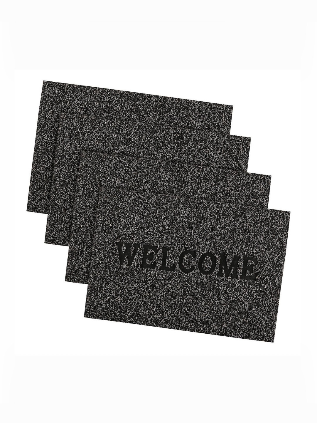 Aura 4-Pcs Grey Anti-Slip Welcome Print Grass Door Mats