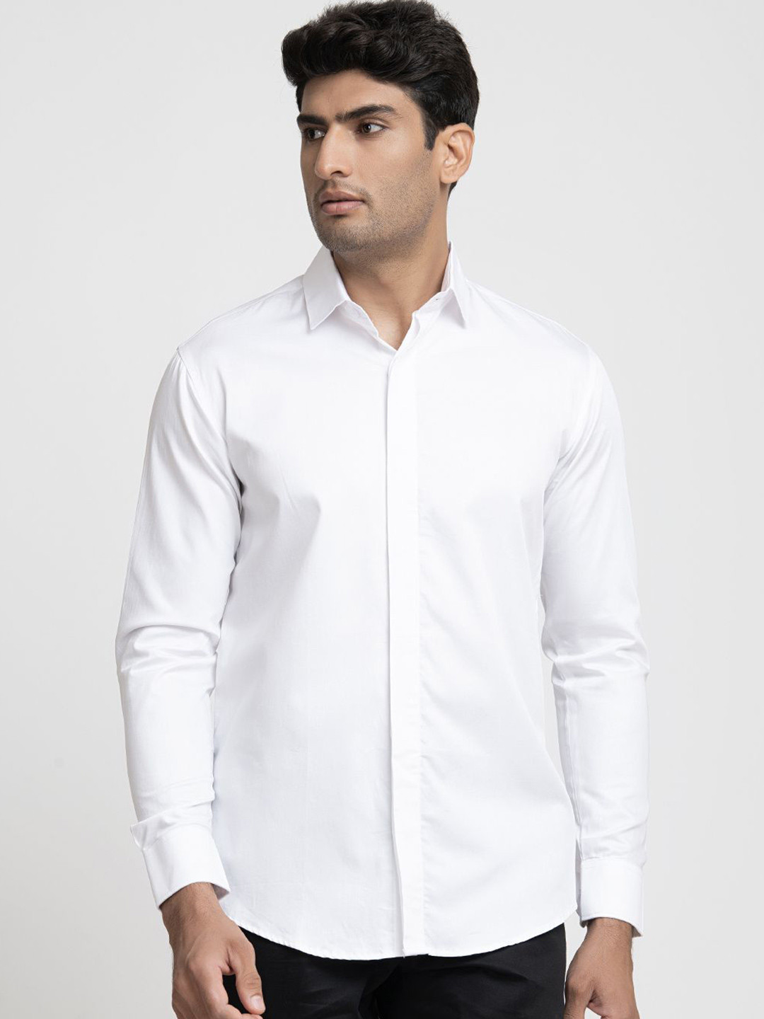 HILO DESIGN Spread Collar Long Sleeves Contemporary Casual Shirt