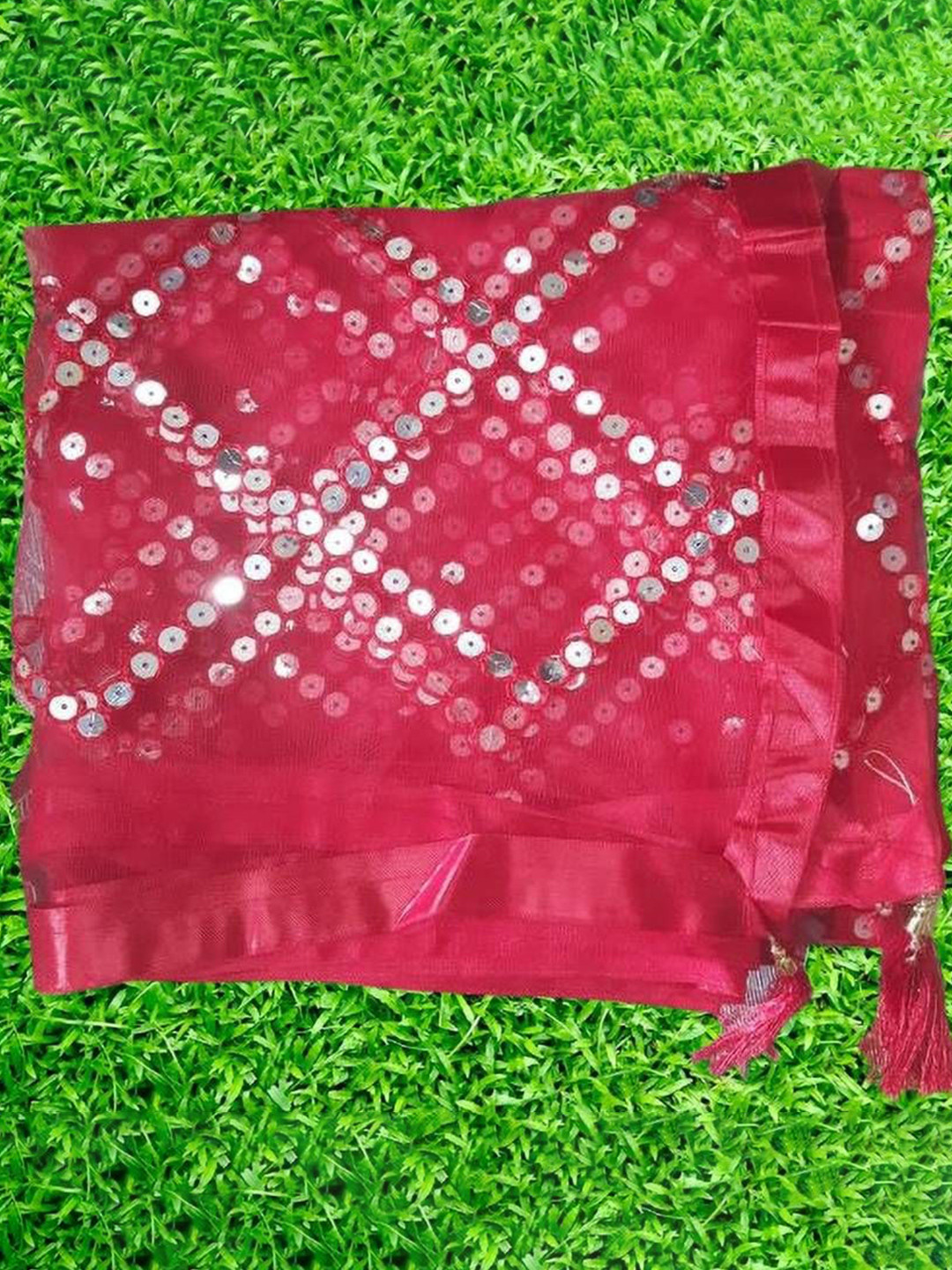 LA FEMINAE Geometric  Embroidered Sequinned Dupatta