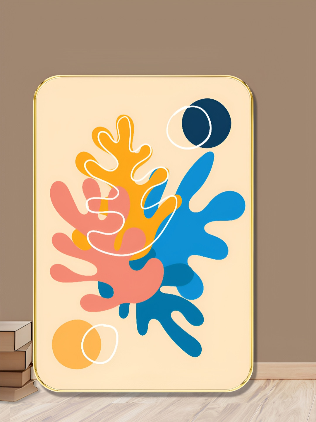 Myntra Elegant Homes Peach-Coloured & Violet Abstract Color Splash Wooden Wall Art