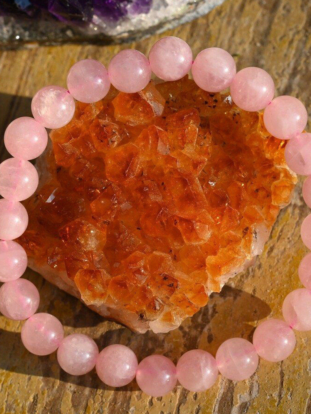 HEALINGGEMS Natural Rose Quartz Bracelet