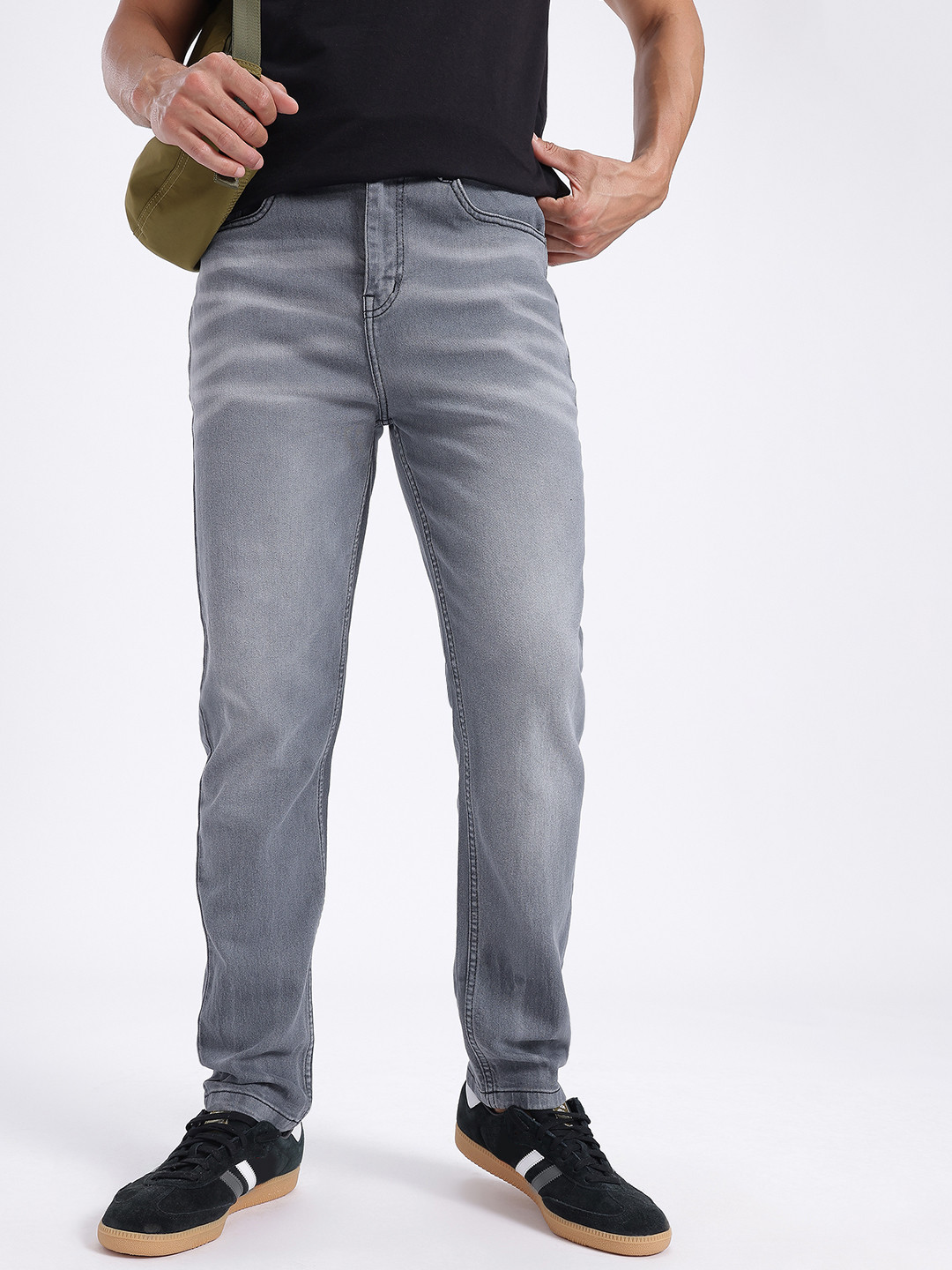 glitchez Men Whisker Fade Tapered Fit Jeans