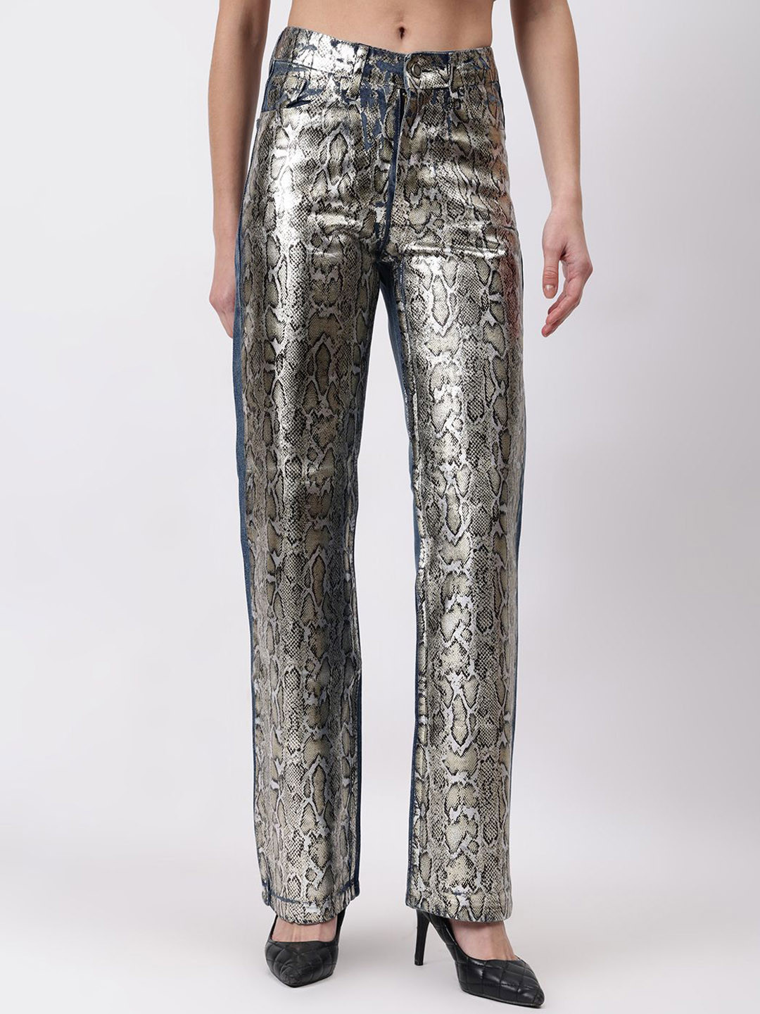 Fashion Gaiia Women Regular Fit Mid-Rise Light Fade Skin Printed Jeans