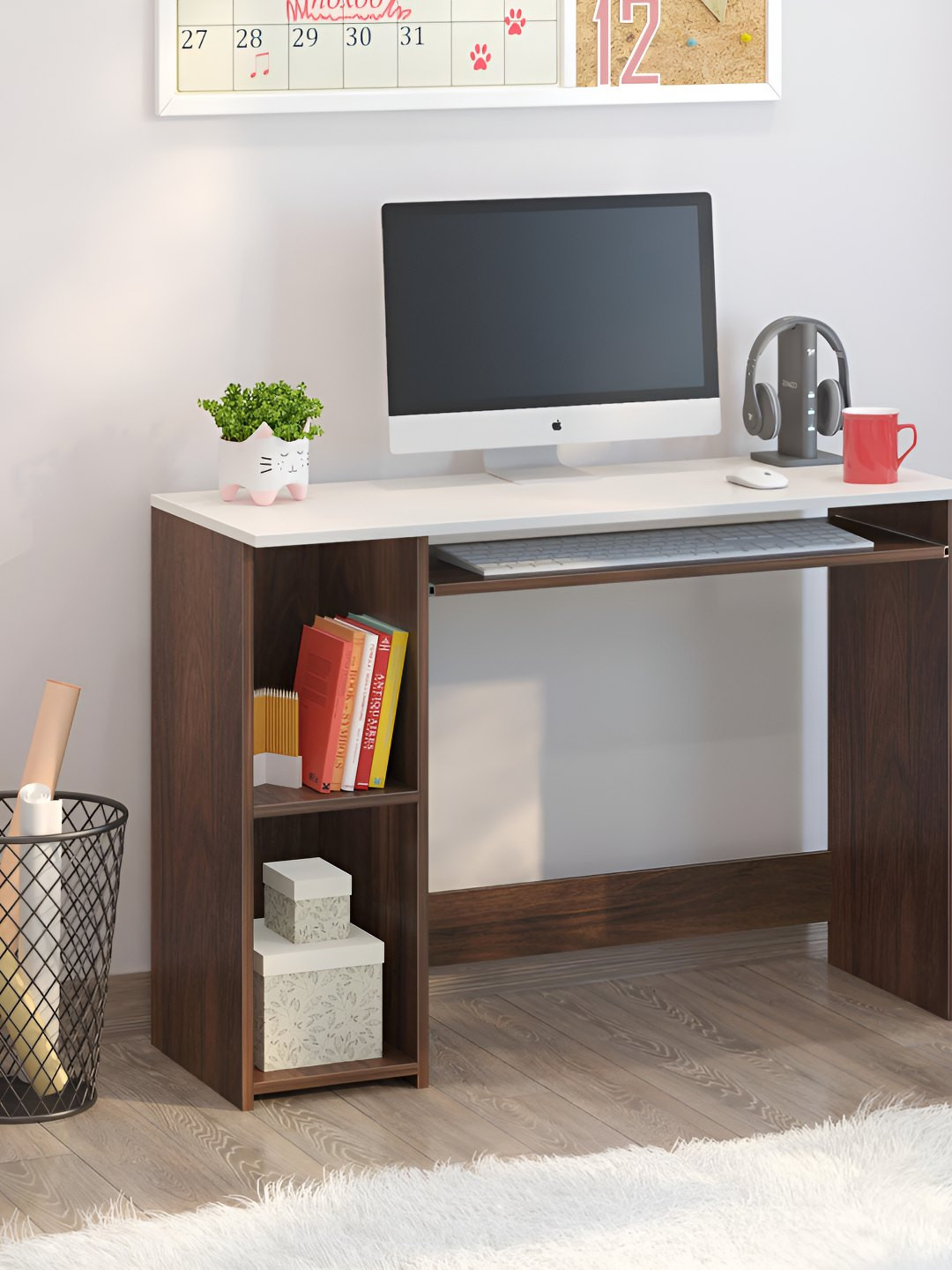 bluewud Brown Mallium Study & Computer Table With Keyboard Tray