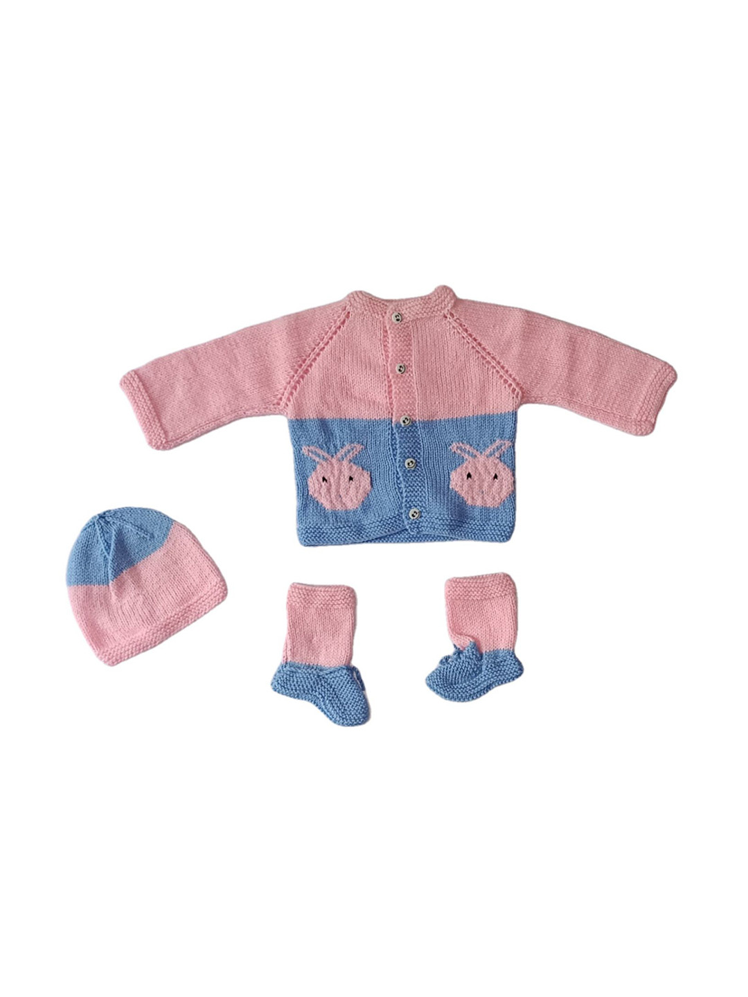 Cute Collection Inafnts Woolen Sweater With Cap & Pair Of Socks Baby Apparel Gift Set