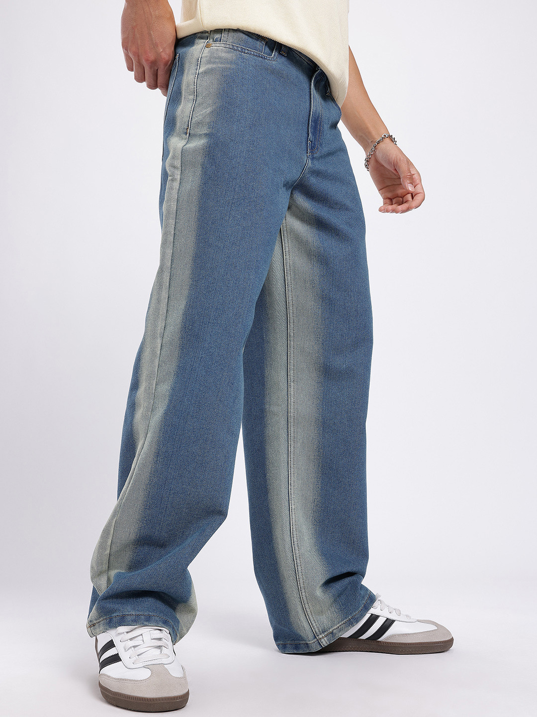 glitchez Men Vintage Wash Baggy Fit Jeans