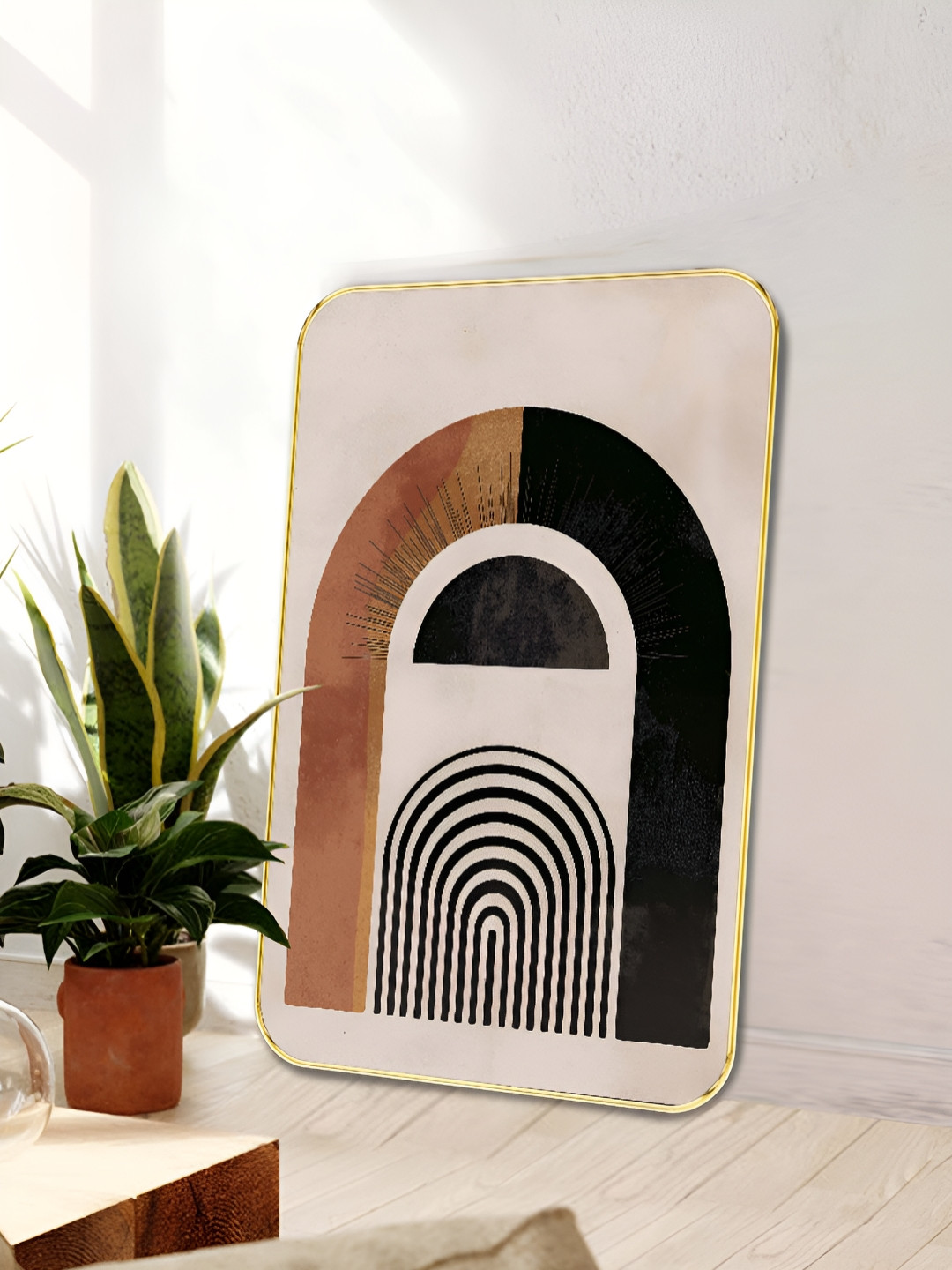 Myntra Elegant Homes Off White & Black Boho Arch Minimal Wooden Wall Art