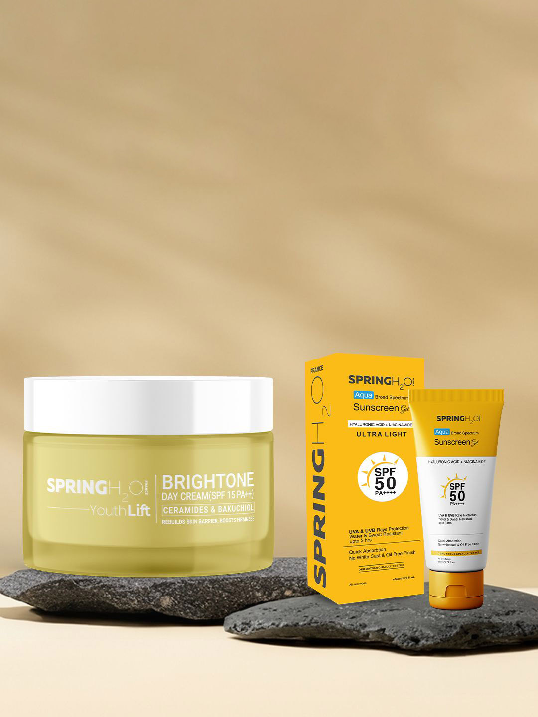 Spring H2O Set Of 2 Youth Lift Brightone Day Cream With Sunscreen Gel - 50 ml Each