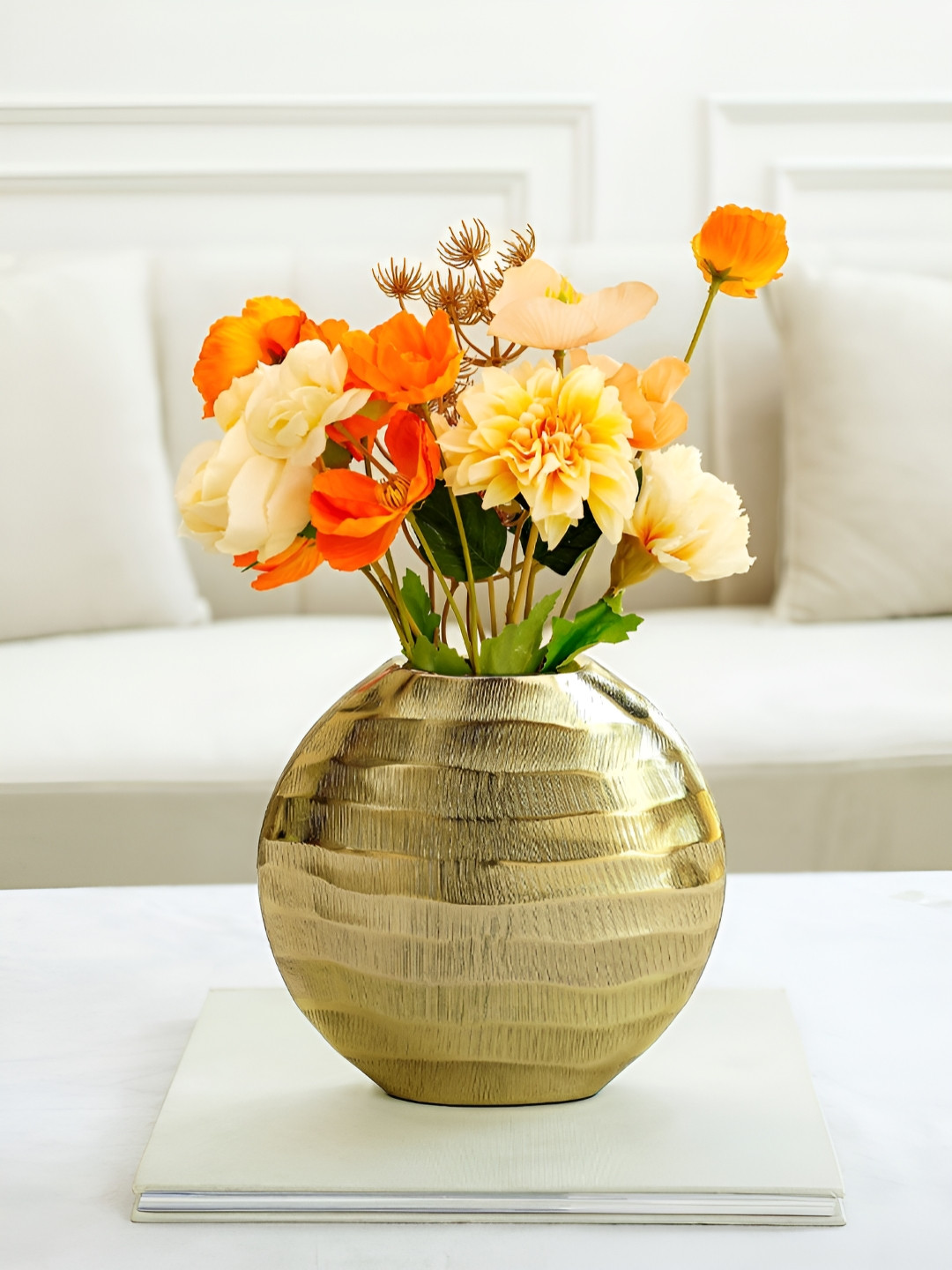 BEHOMA Yellow Textured Flower Vase