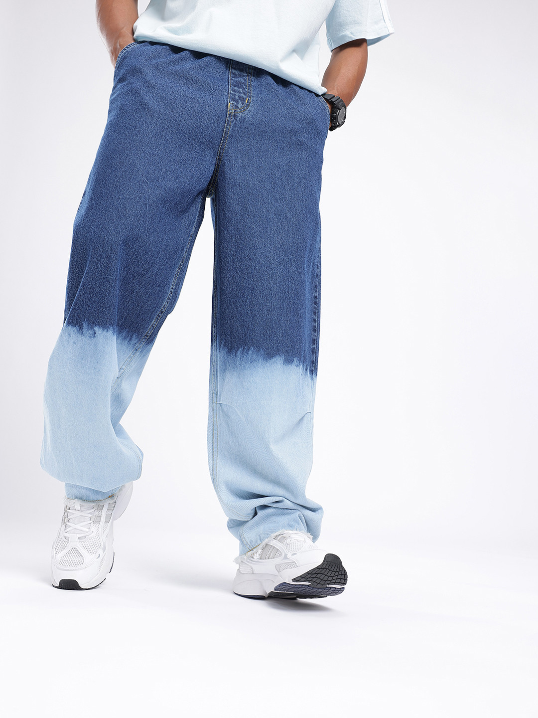 glitchez Men Baggy Fit Ombre Jeans