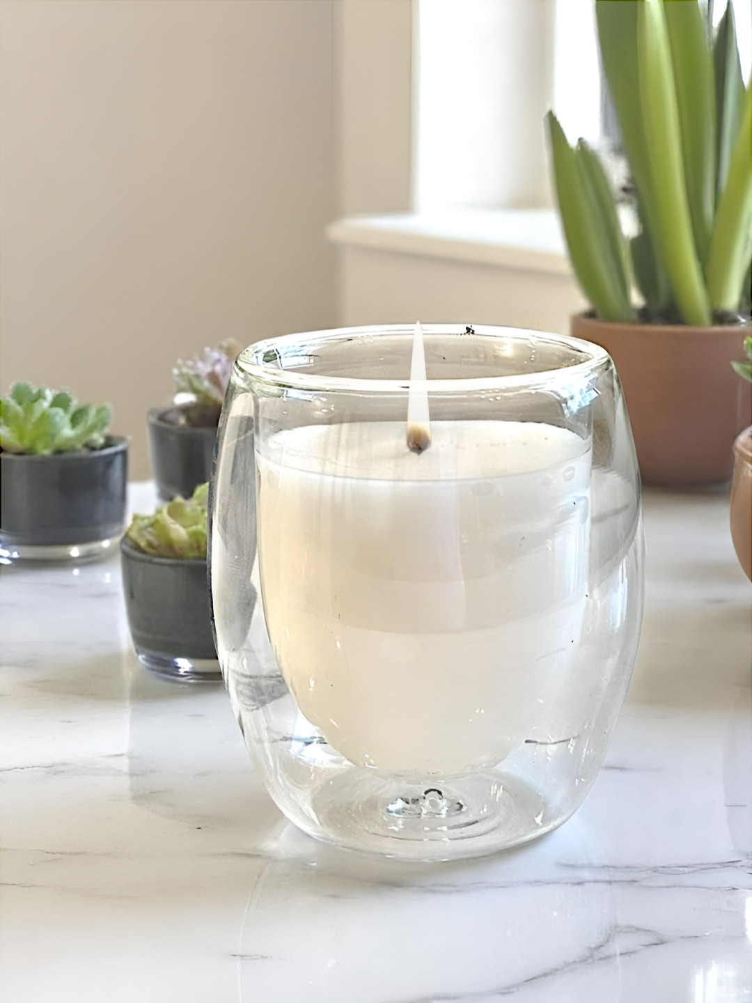 Soi FlameCraft Double insulated Mimosa and Cardamom Solid Geometric Regular Jar Candles