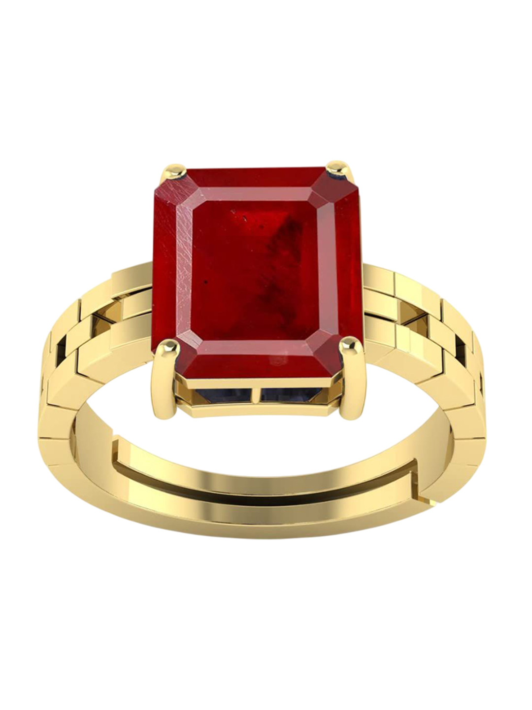 RRVGEM Gold Plated 13.00 KT Ruby Gemstone Adjustable Ring
