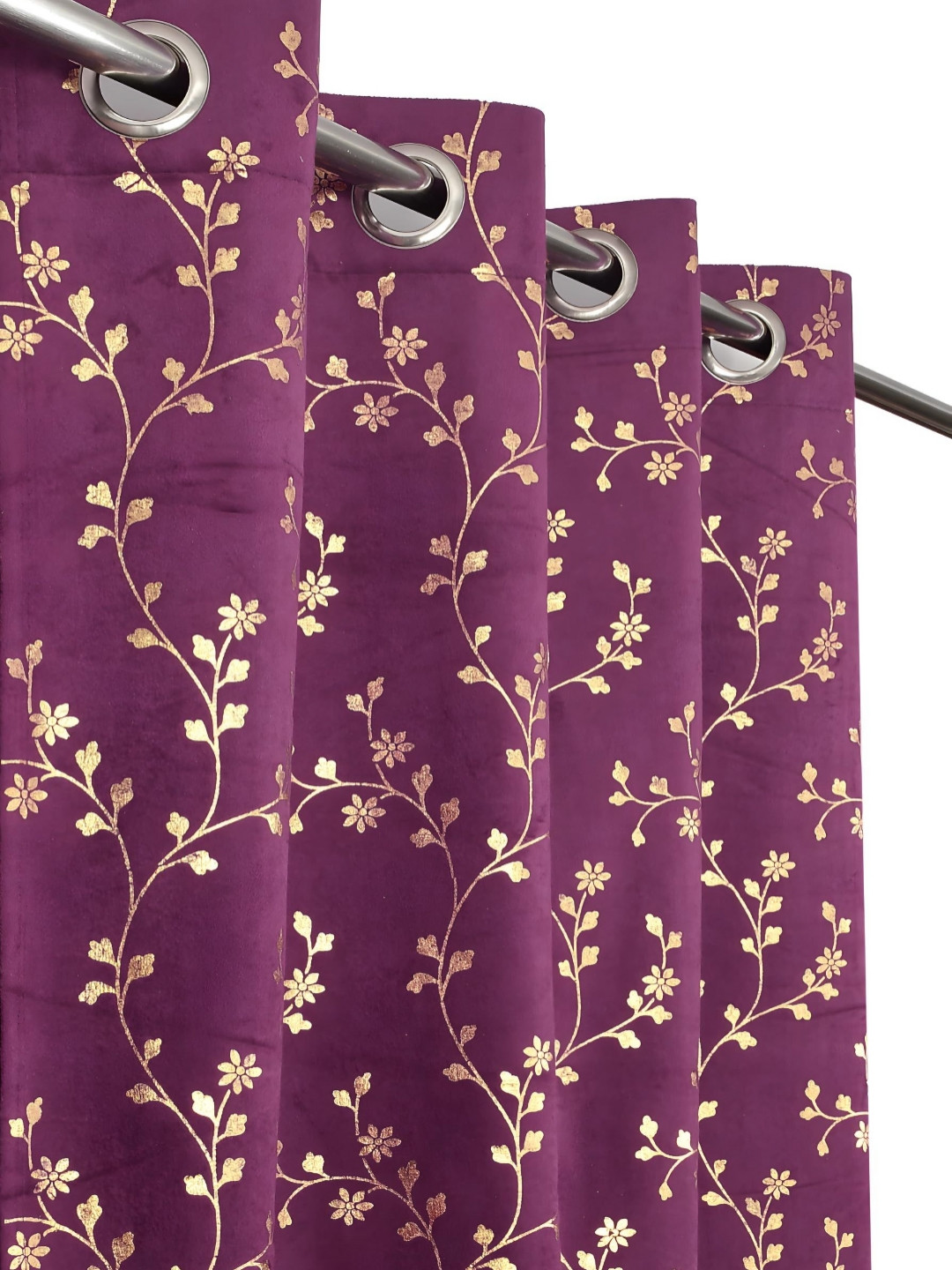 IVAZA Set Of 2 Purple Black Out Door Curtain