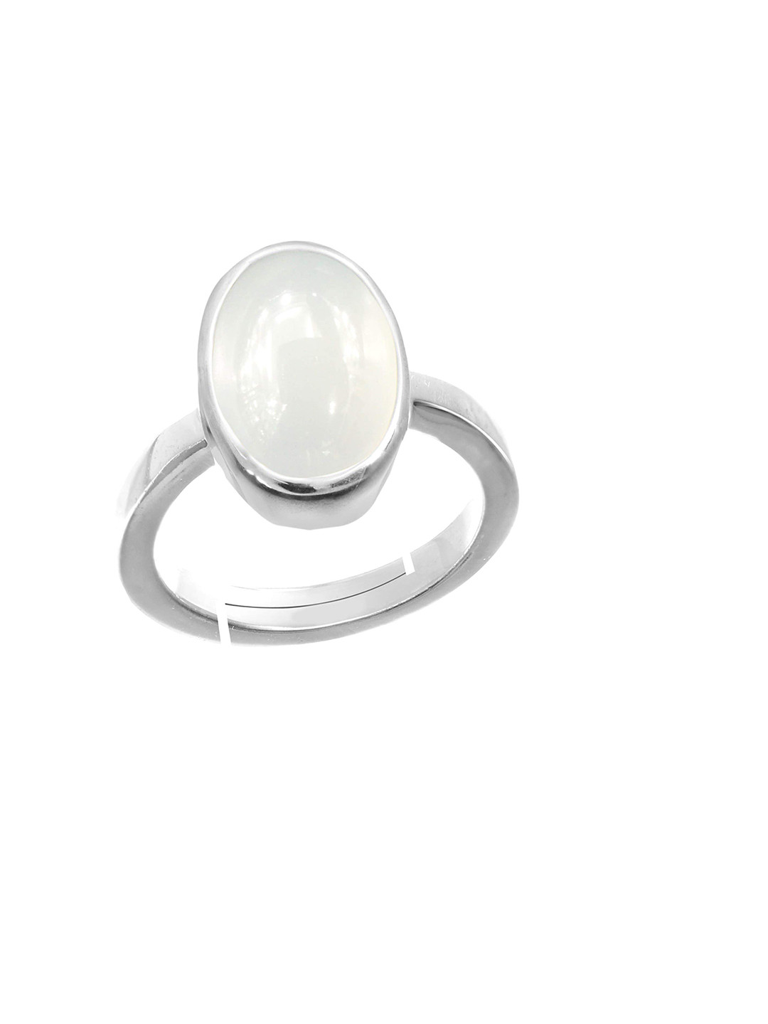 RRVGEM 6.25 Ratti Silver Plated Unheated Untreated Moon Stone Finger Ring