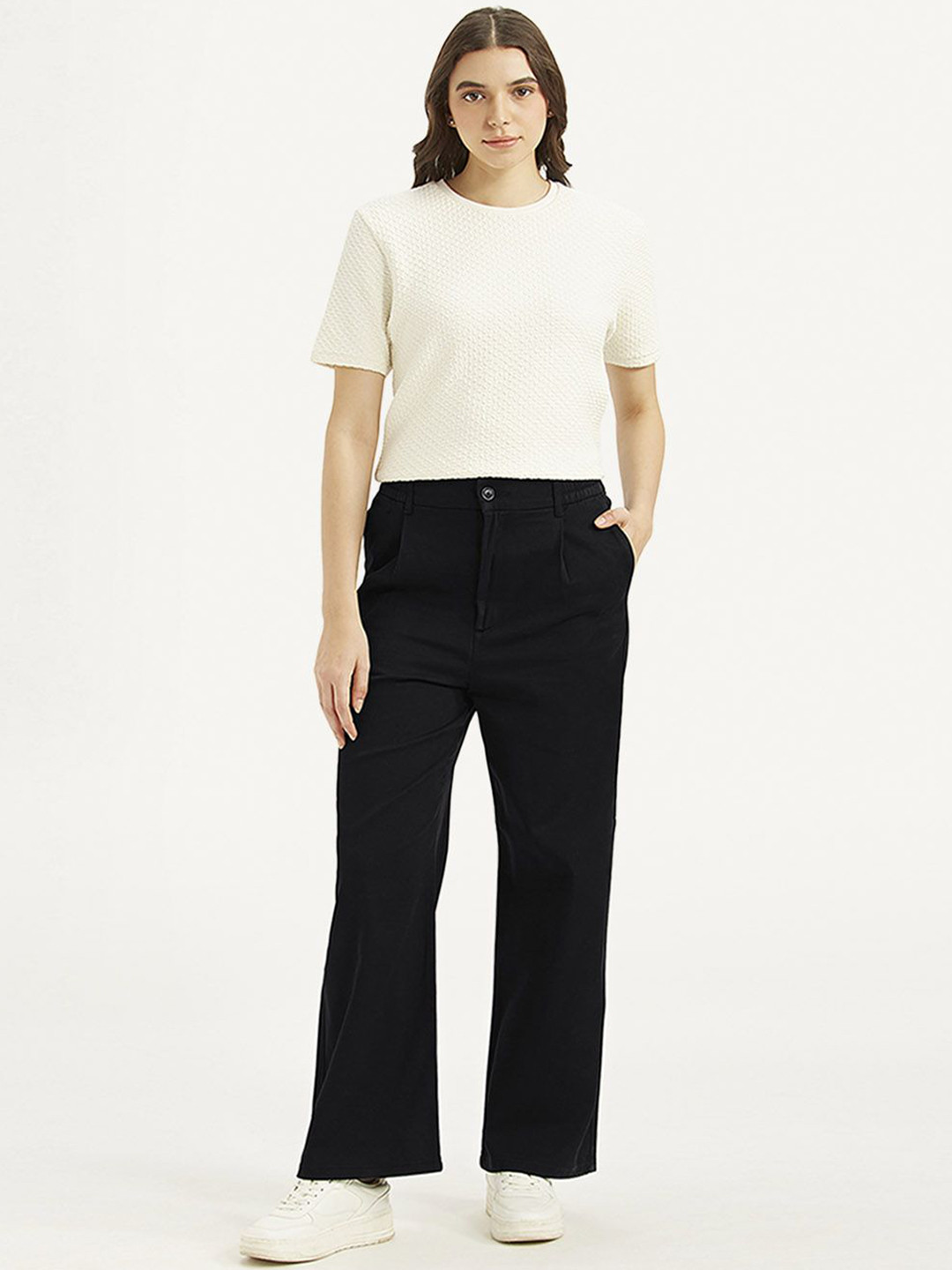 Levis Women's High Rise Black Wide Leg Trousers
