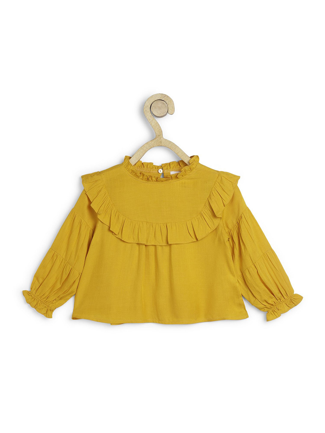 Chuppan chupai Girls Puff Sleeve Ruffles Top
