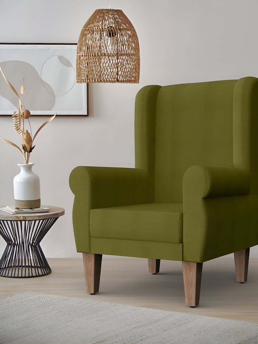Chumbak Green Begum Wing Chair