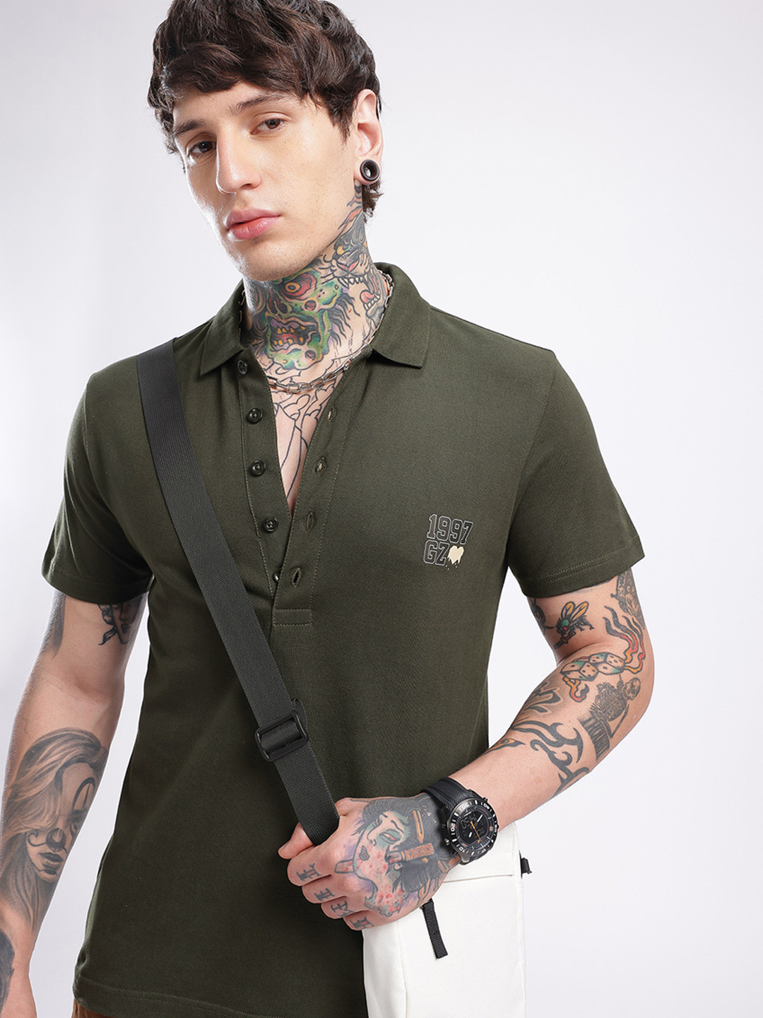 glitchez Regular Fit Polo Collar T-shirt