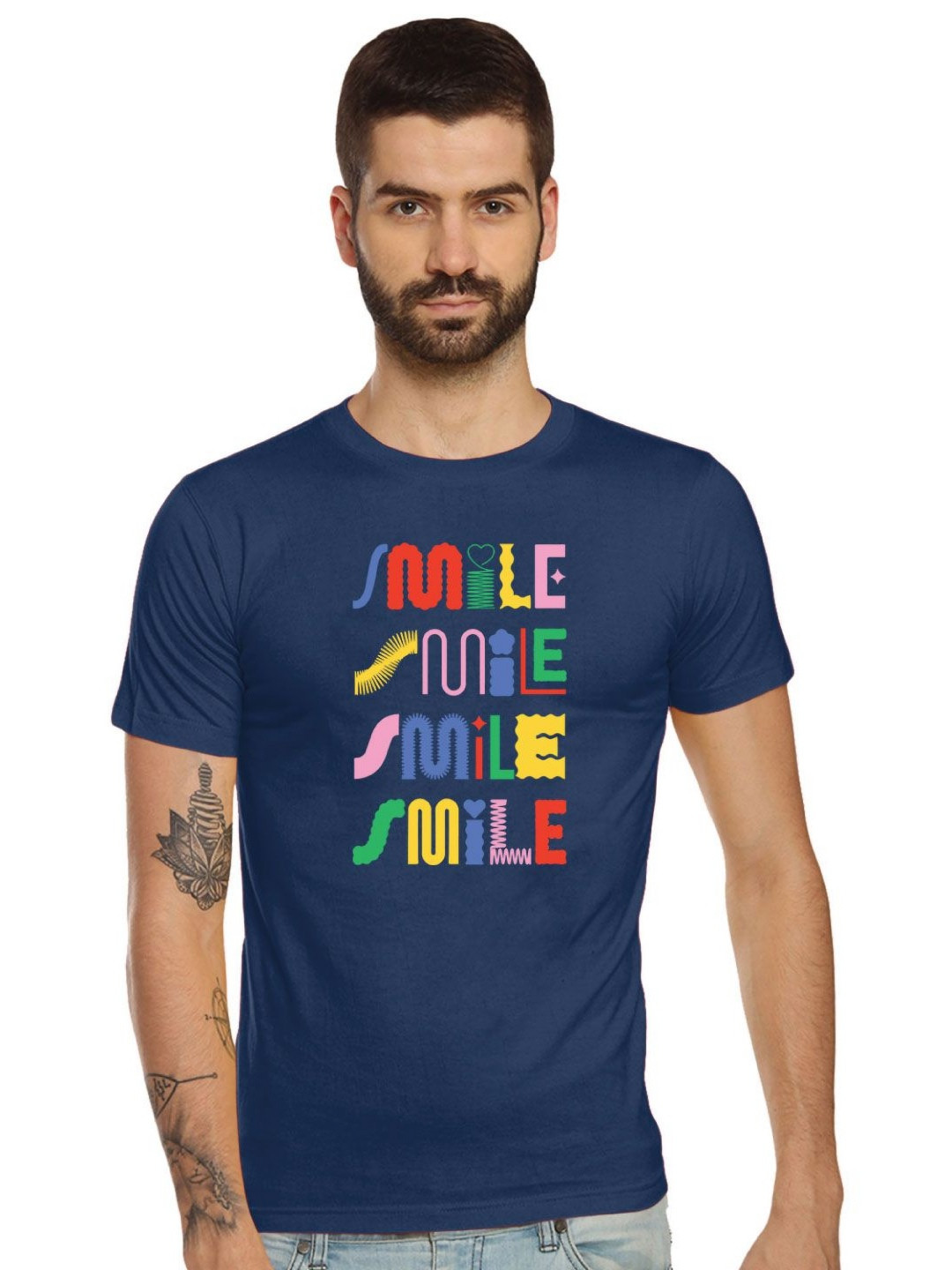 Tantra Smile Typography Printed Cotton T-shirt