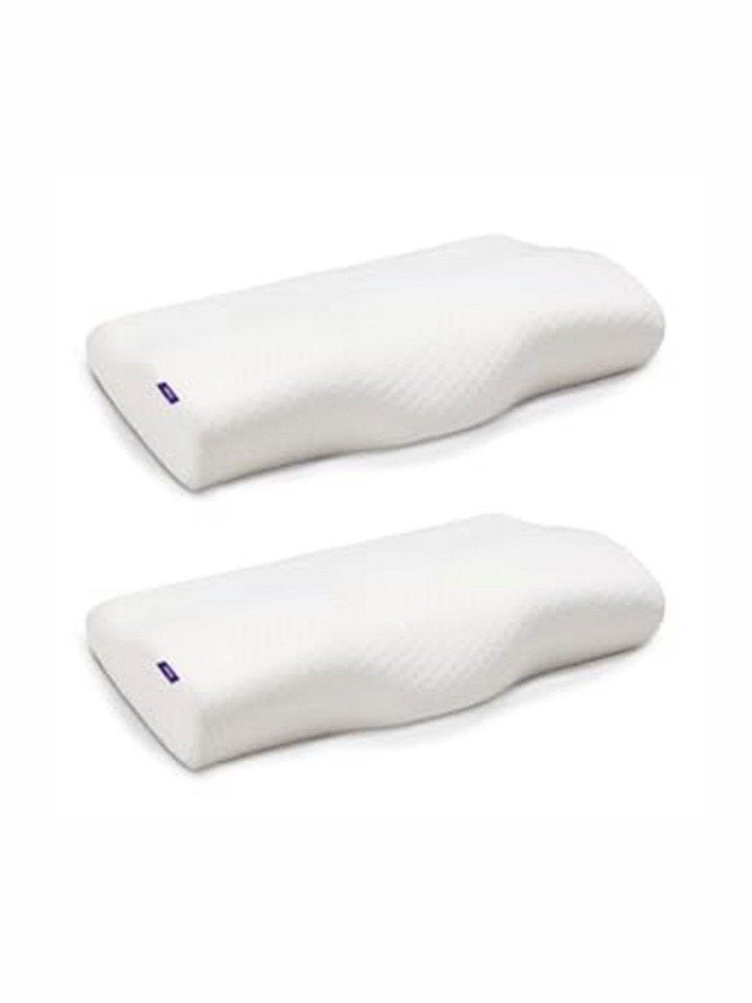 FRIDO White Solid Faux Velvet Breathable Set of 2 Medium Memory Foam Sleep Pillow-10 x 6 x 10 cm