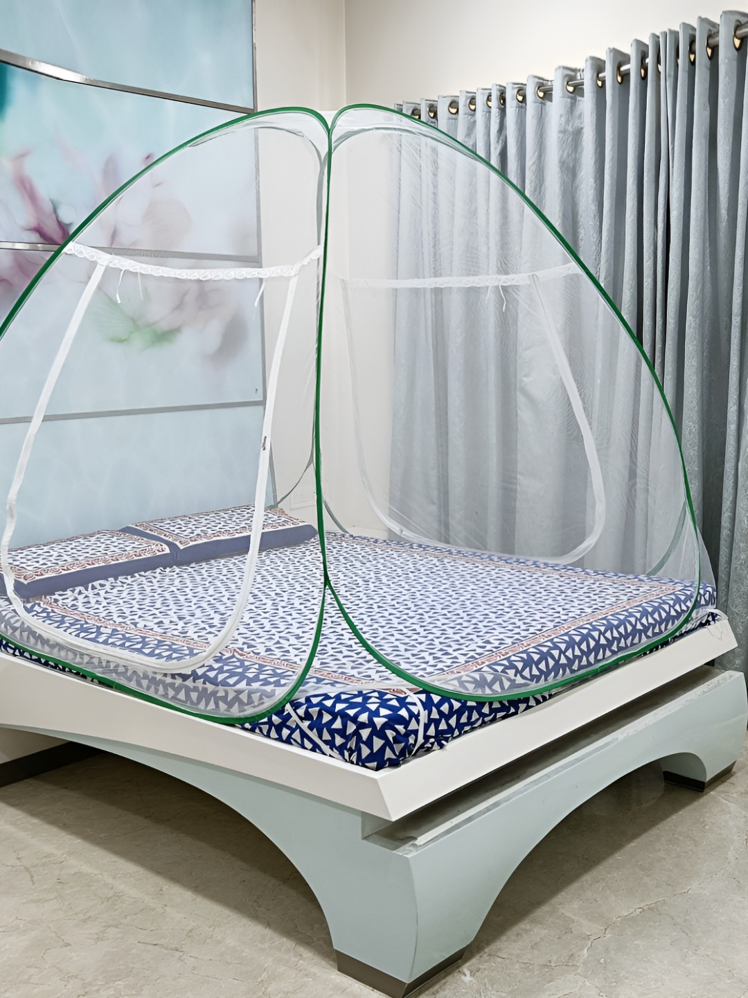 Silver Shine White Polyester King Mosquito Nets