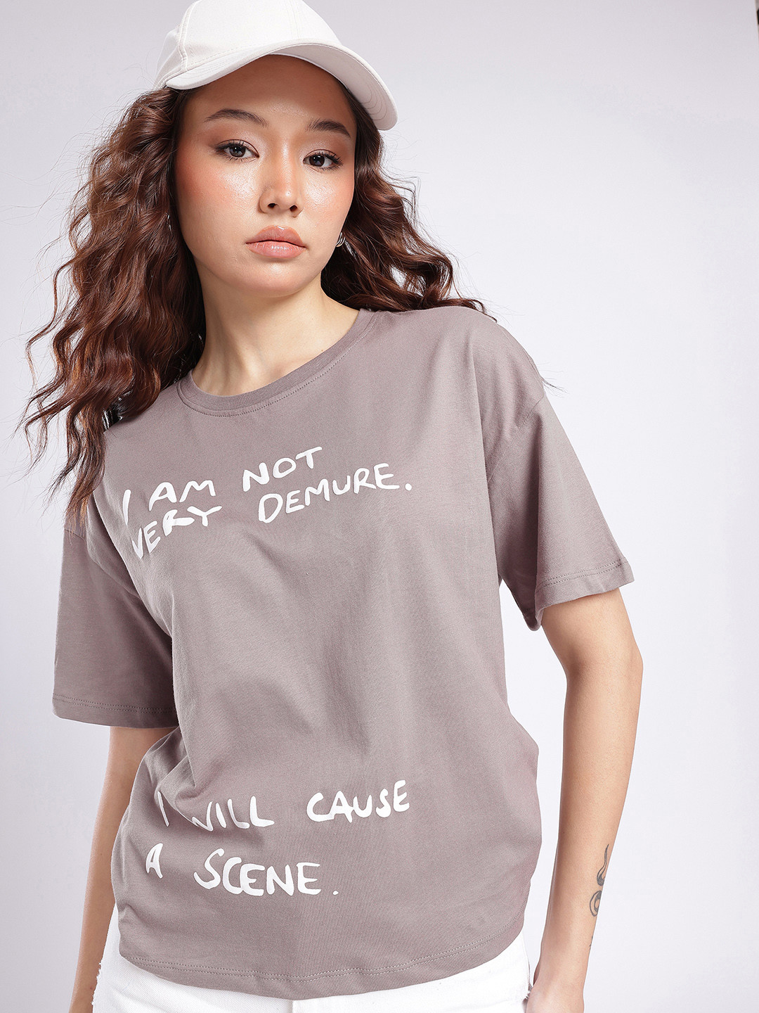 glitchez Typography Printed Oversized T-shirt