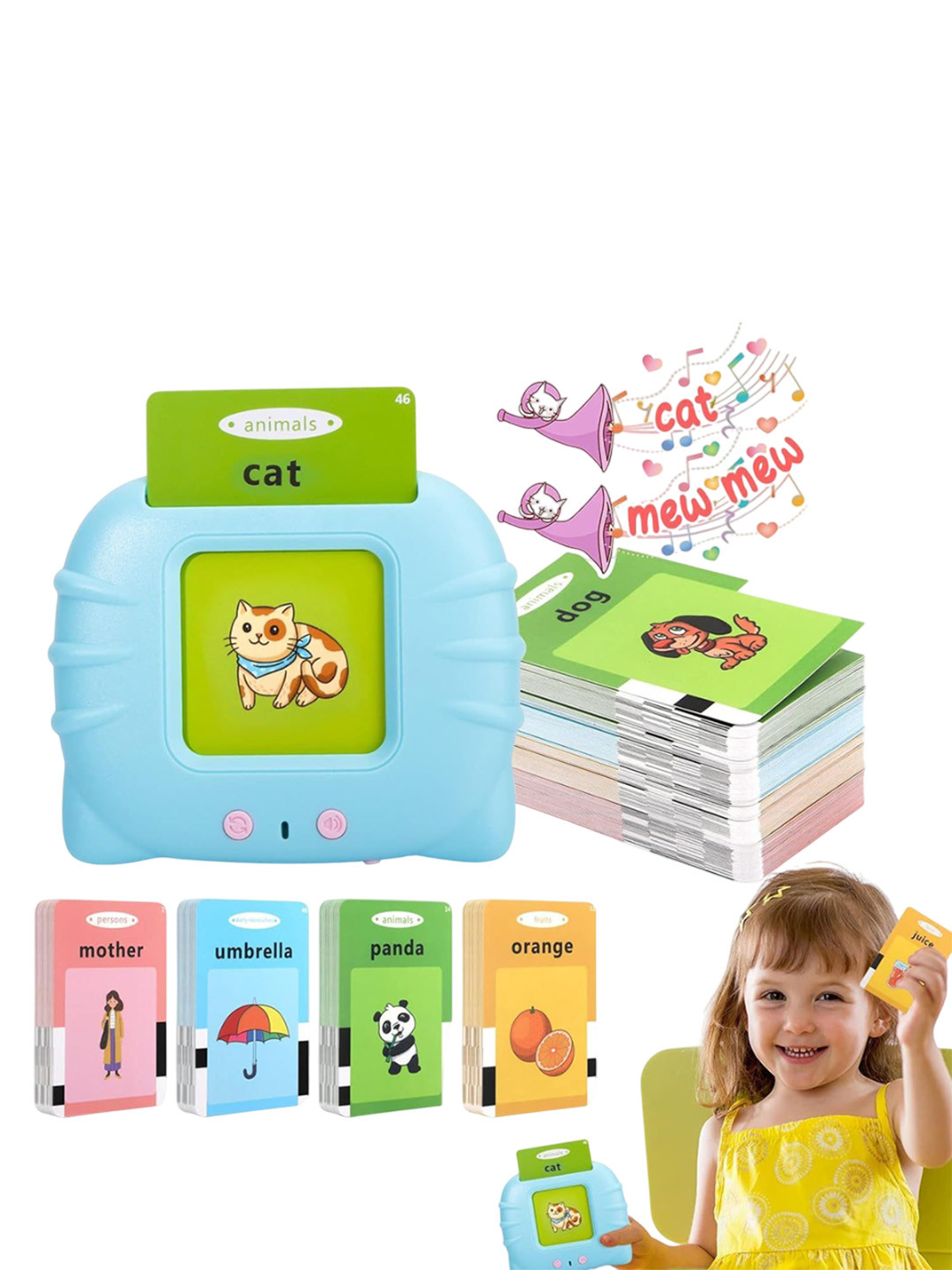 Kidoyz Educational Toddlers Toys Reading Machine With 224 Words Flash Cards Learning Toys