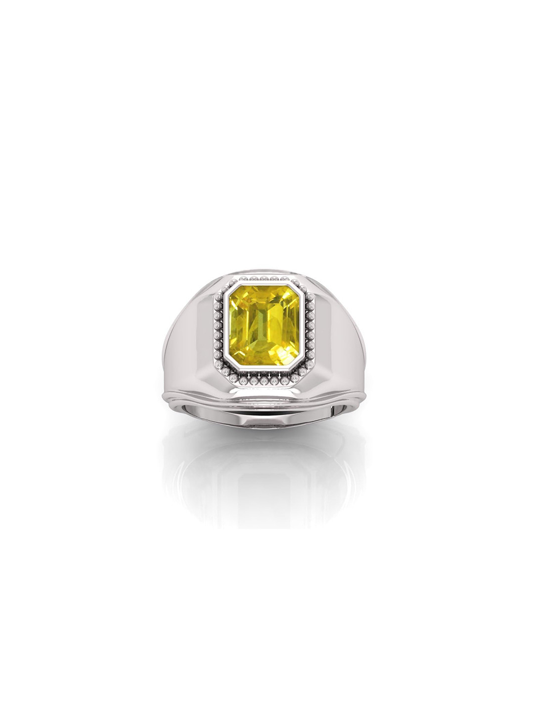 RRVGEM Yellow Sapphire 8.25 KT Yellow Pukhraj Silver Plated Ring