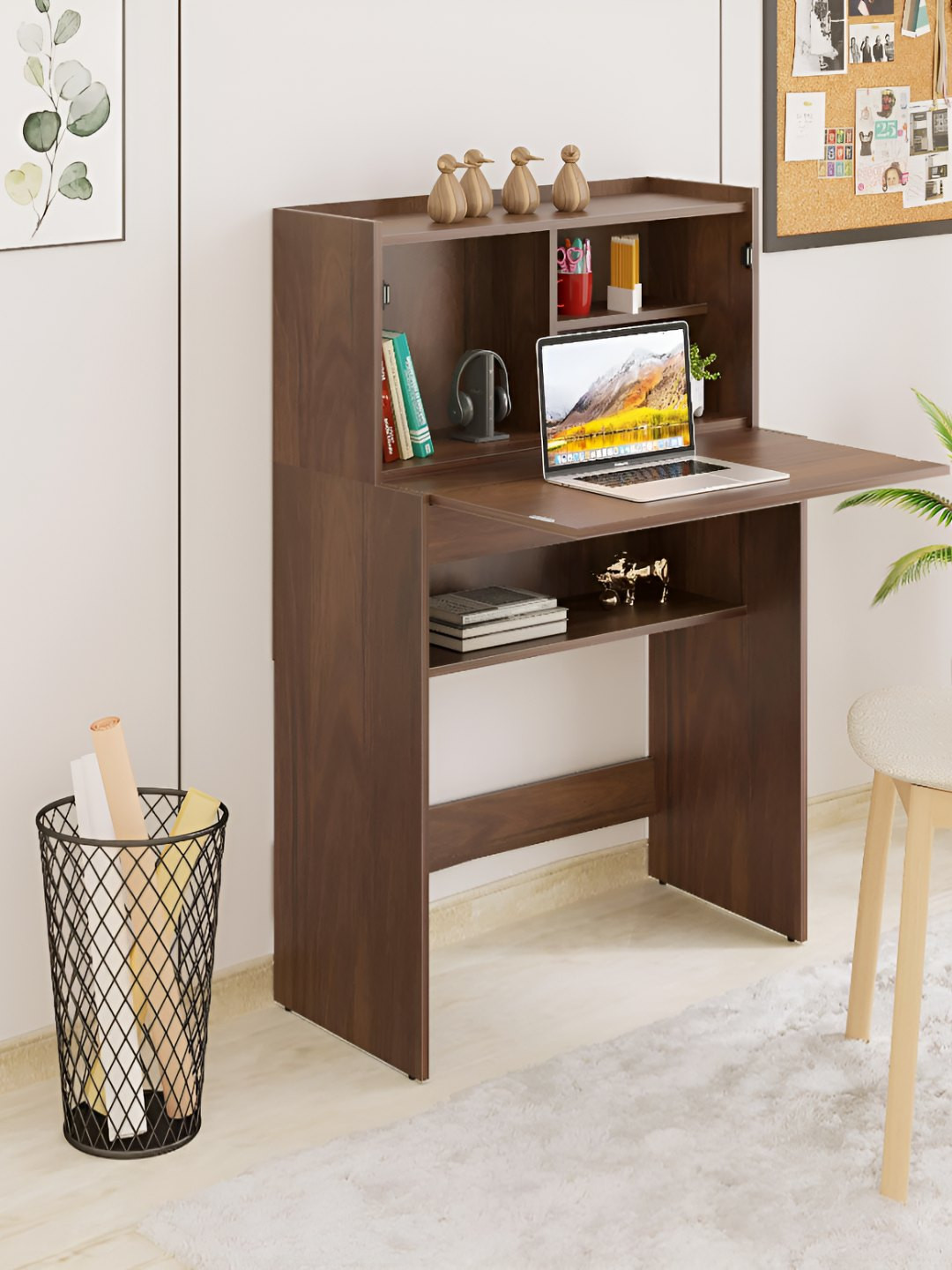 bluewud Brown Engineered Wood Multiple Storage Study & Computer Table