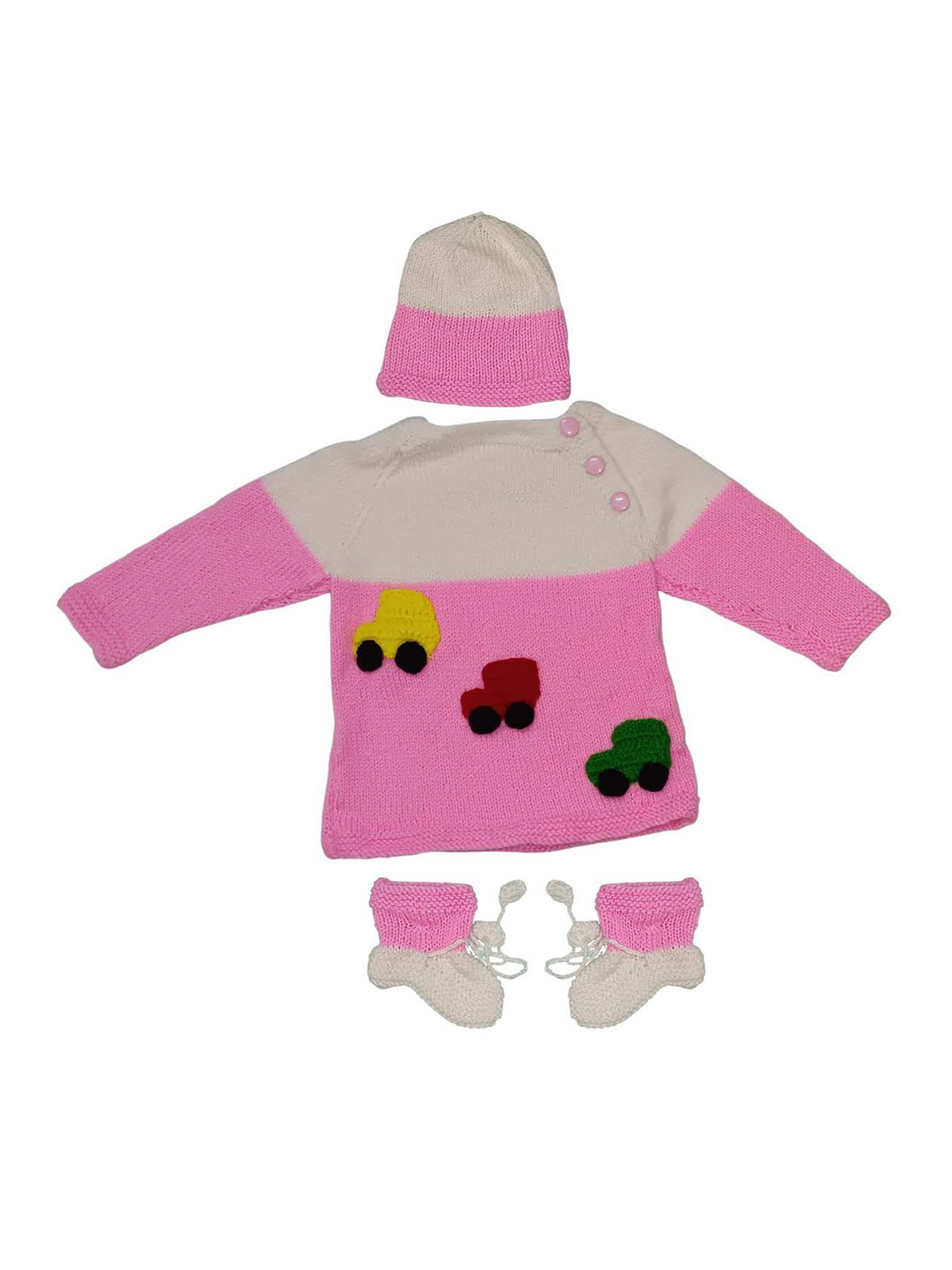Cute Collection Inafnts Woolen Sweater With Cap & Pair Of Socks Baby Apparel Gift Set