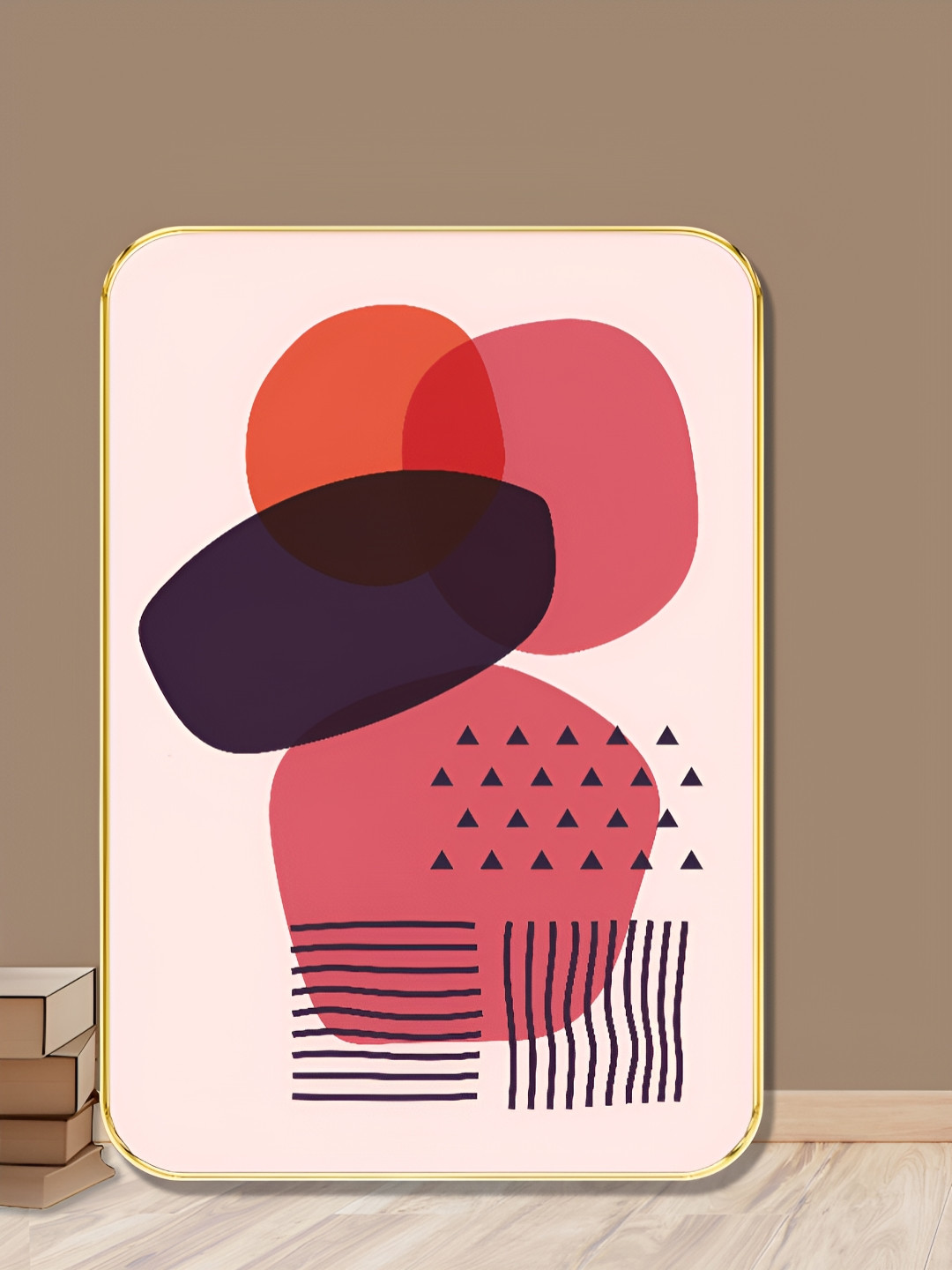 Myntra Elegant Homes Pink & Red Modern Geometric Abstract Wooden Wall Art