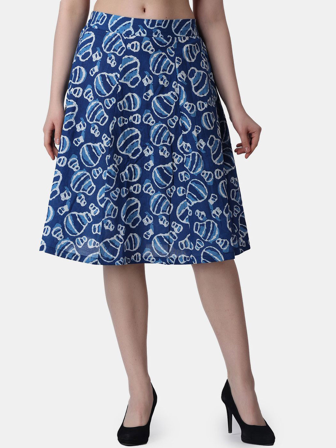 Popwings Ethnic Printed Pure Cotton A-Line Knee Length Skirt