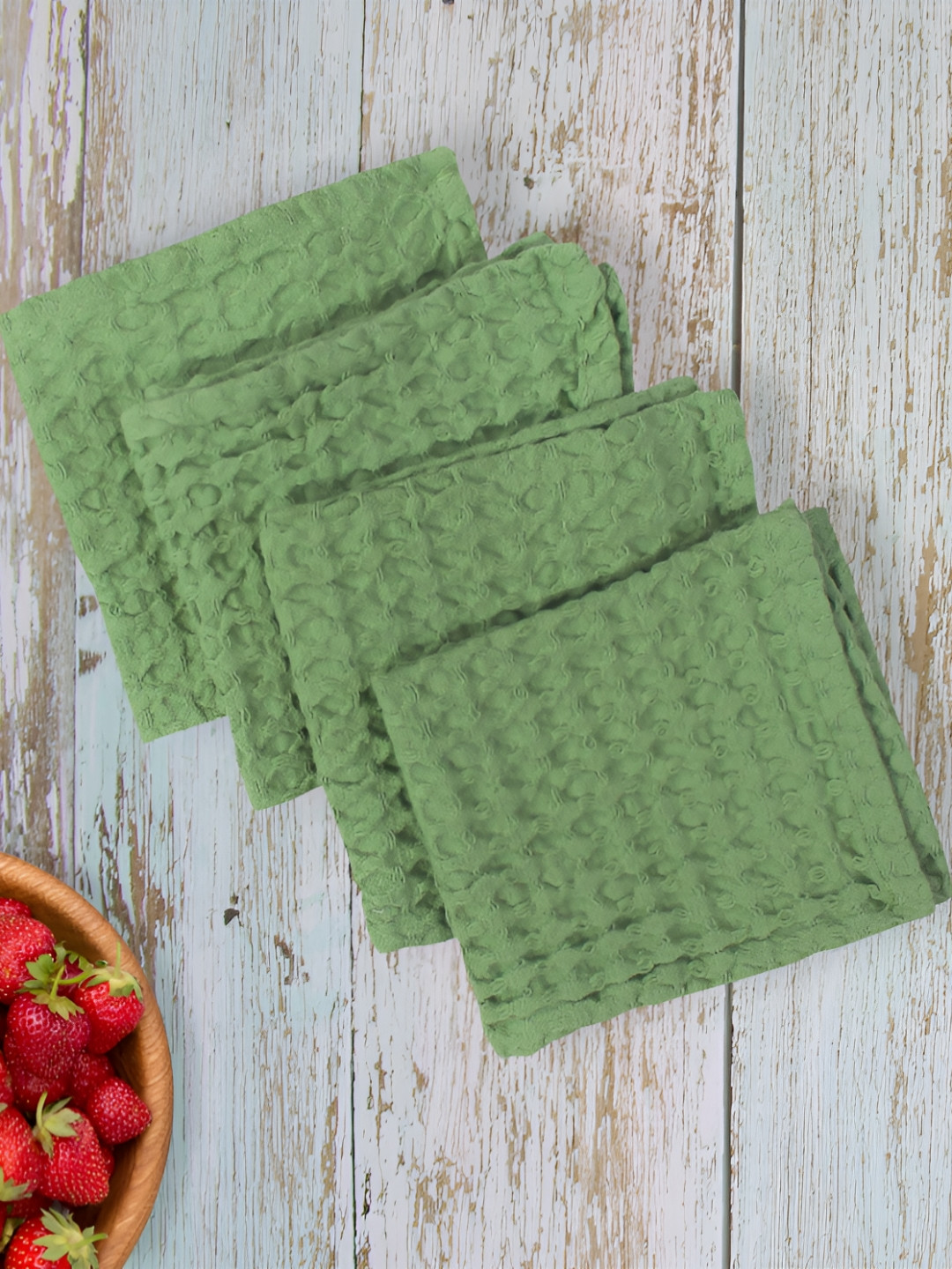 Cotton Candy 6 Pieces Green Printed Cotton Table Napkins