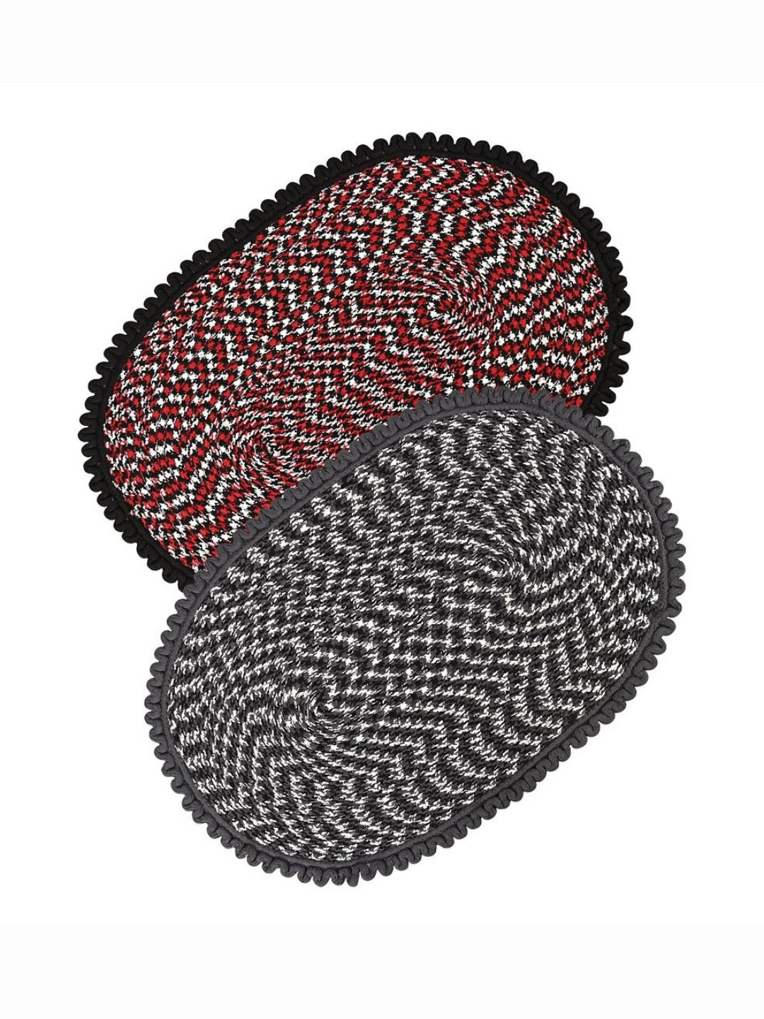 Aura Red & Grey 2 Pcs Oval Door & Bathroom Mat Perfect