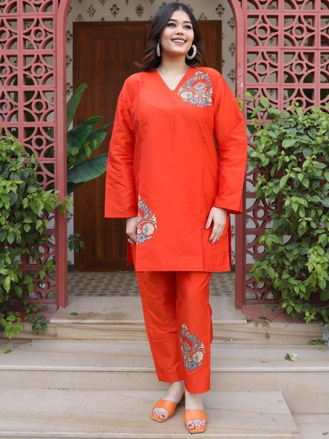 Swadeshi Shringaar Women Floral Printed Top & Trousers Co-Ords