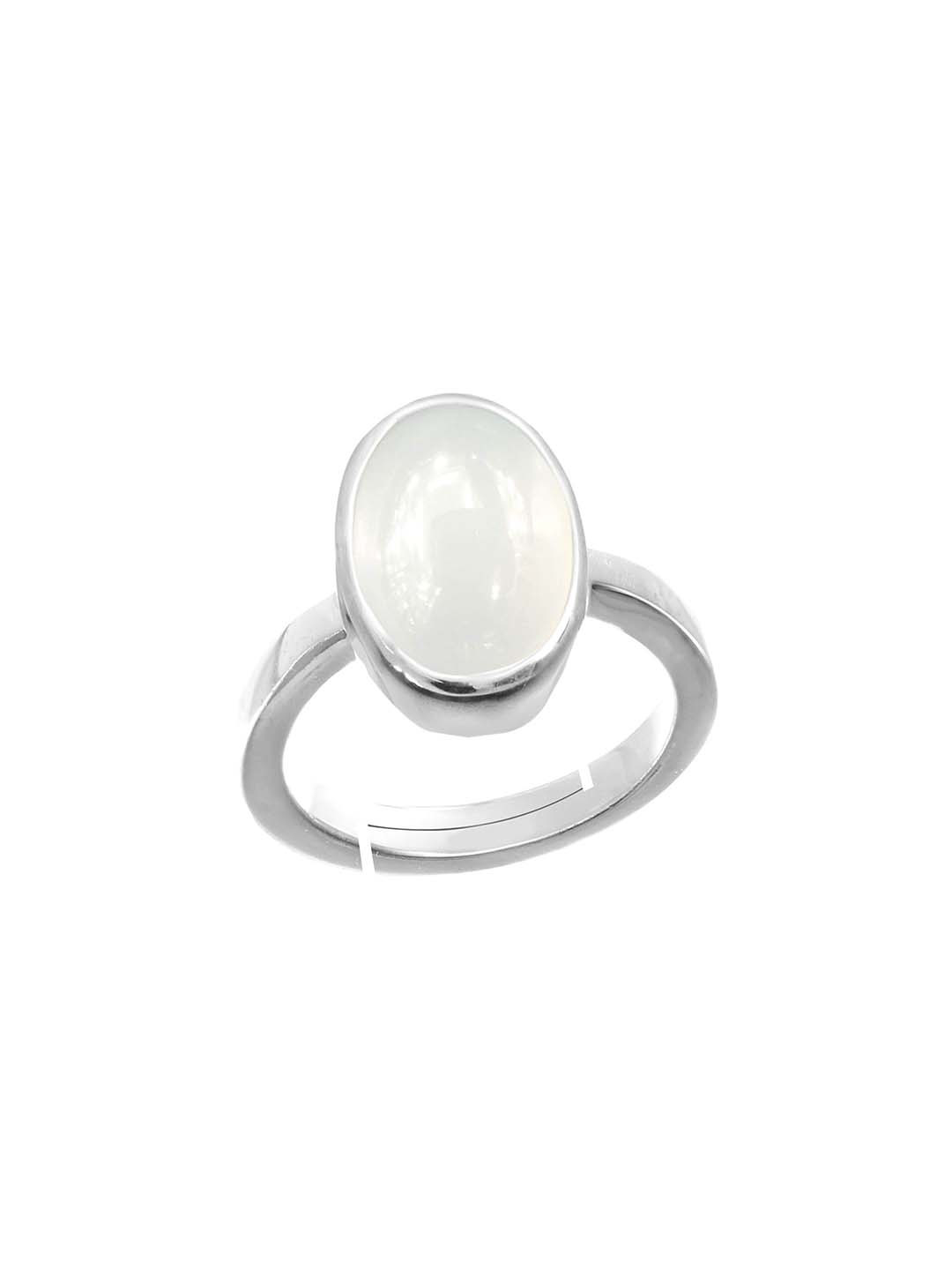 RRVGEM 5.00 KT Unheated Untreated Silver Plated Rainbow Moonstone Ring