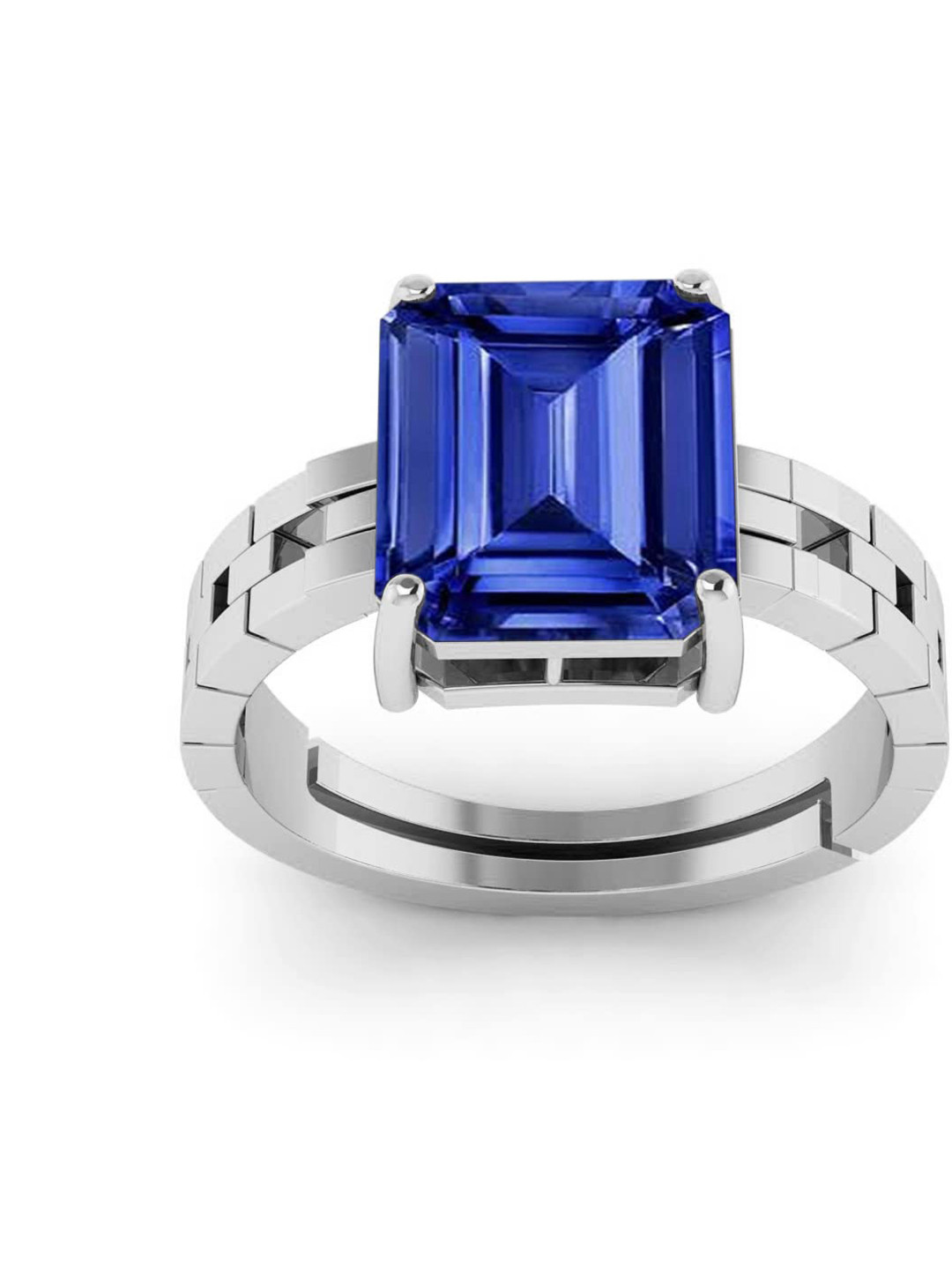 RRVGEM 11.00 KT Silver Plated 11.25 Ratti Blue Sapphire Adjustable Ring