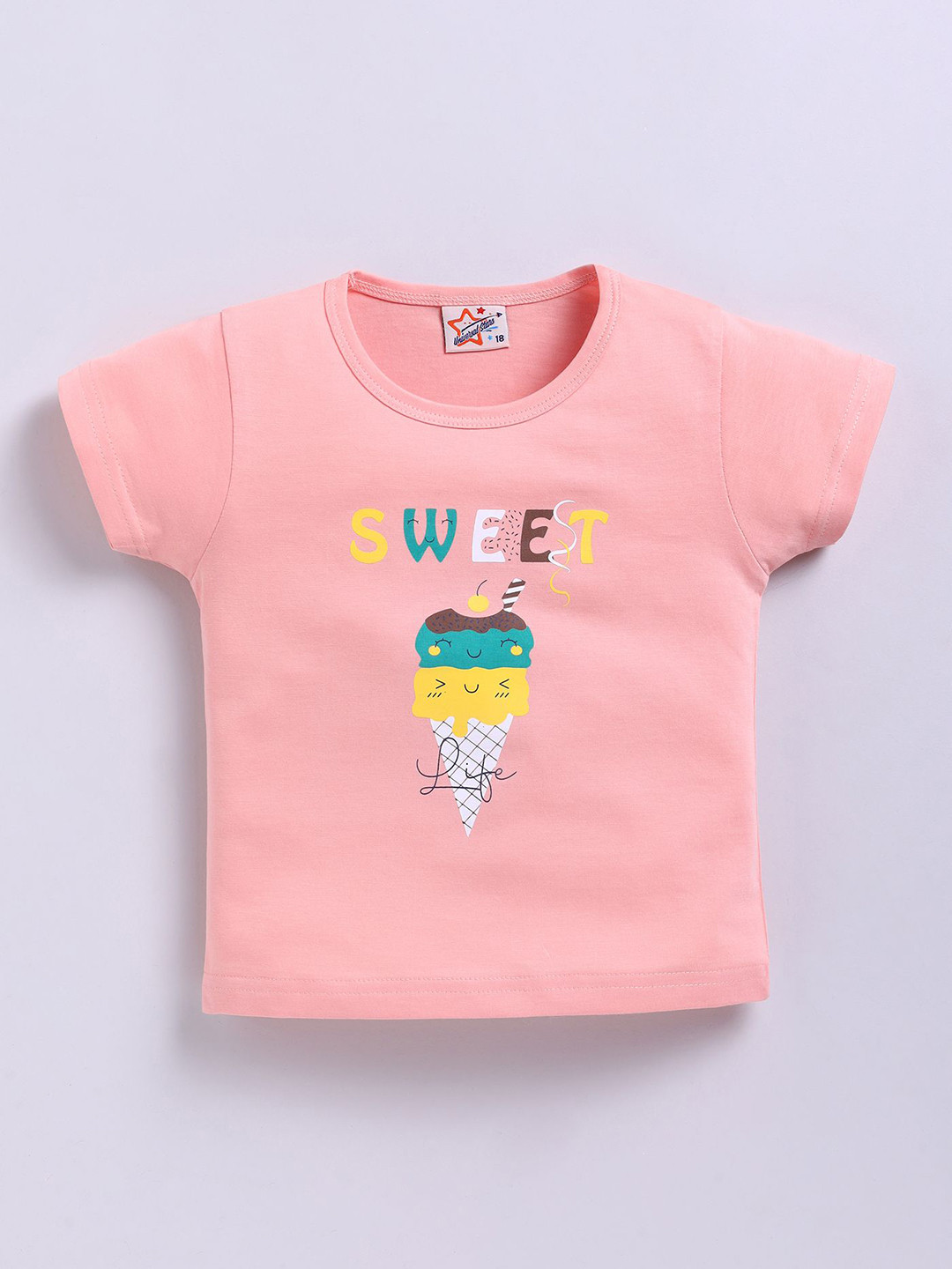 Universal Stars Girls Typography Printed Round Neck Pure Cotton T-shirt