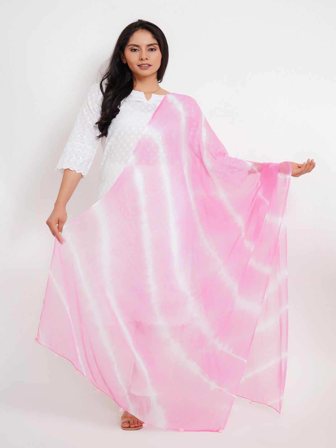 Karthav Fashion Lehariya Dyed Tie & Dye Chiffon Dupatta