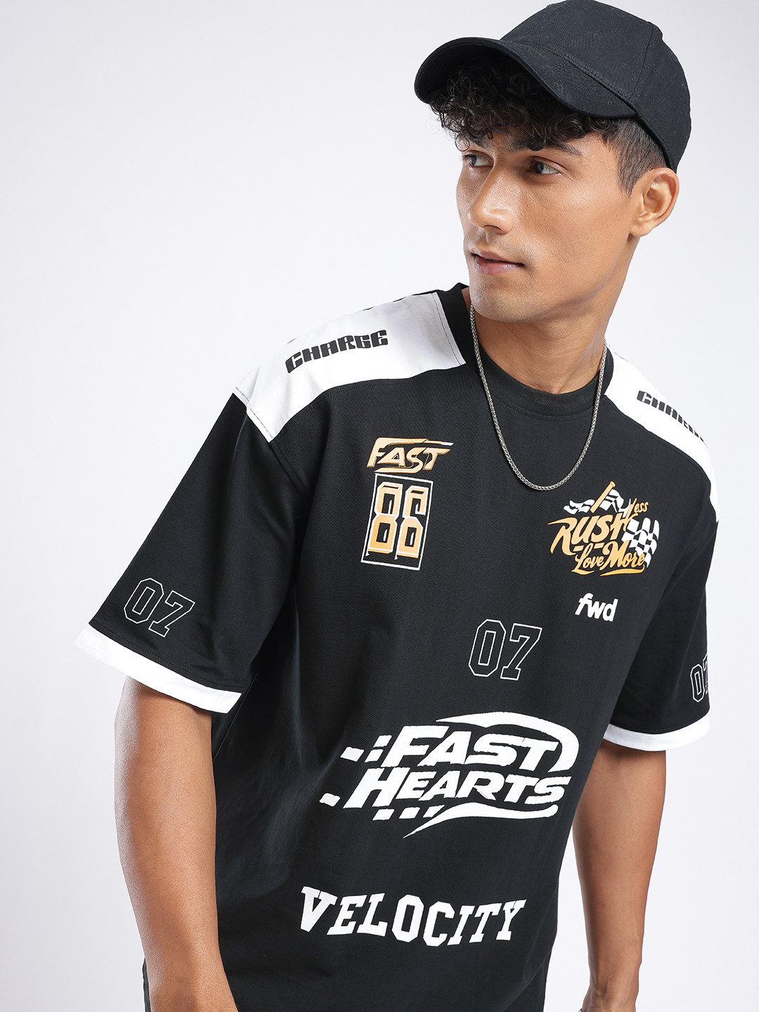 glitchez Typography Printed Oversized Fit T-shirt