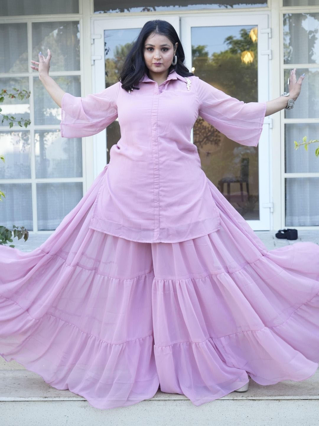 Swadeshi Shringaar Orion Oracle Georgette Sharara Set