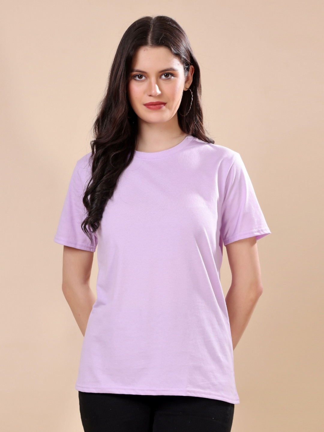 Purple Round Neck Regular Fit T-shirt
